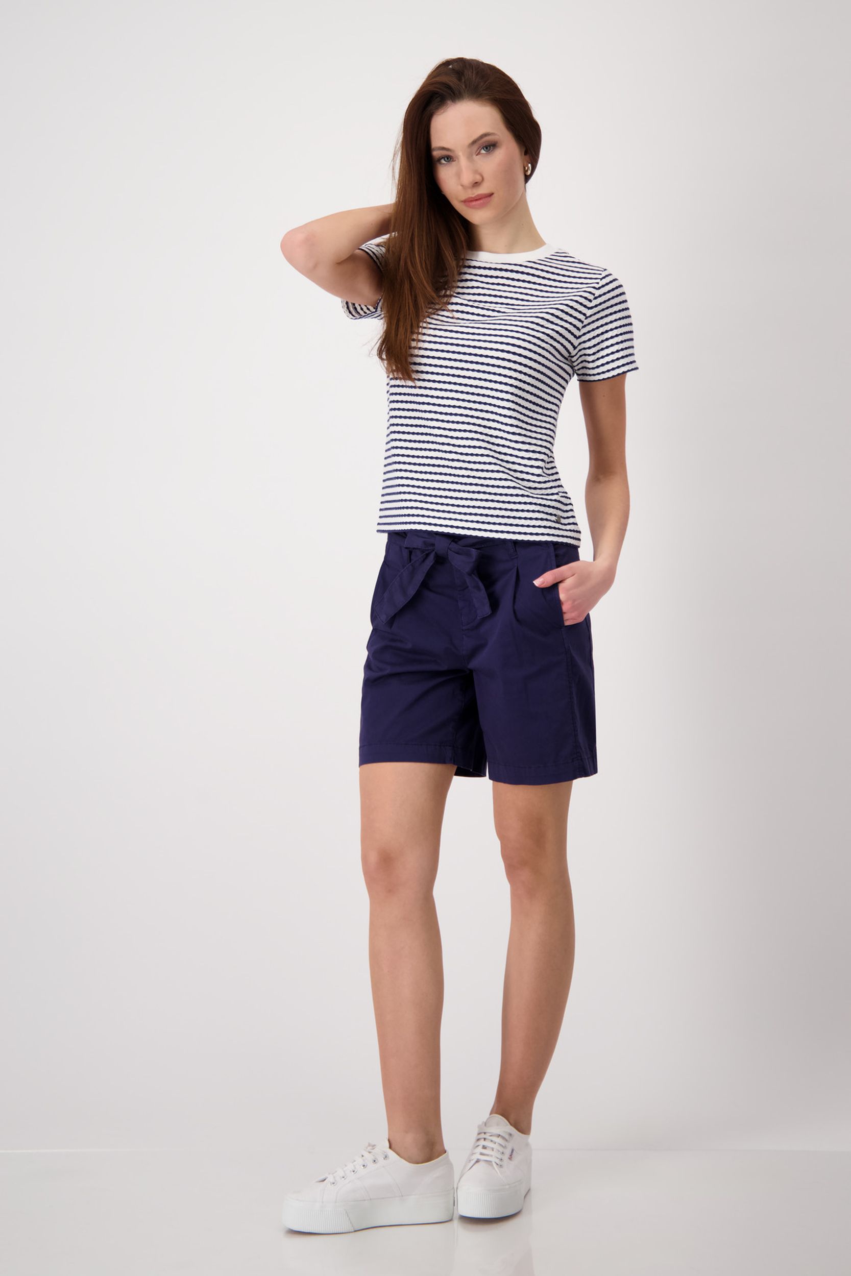 Monari |  T-Shirt, red ringel | 38
