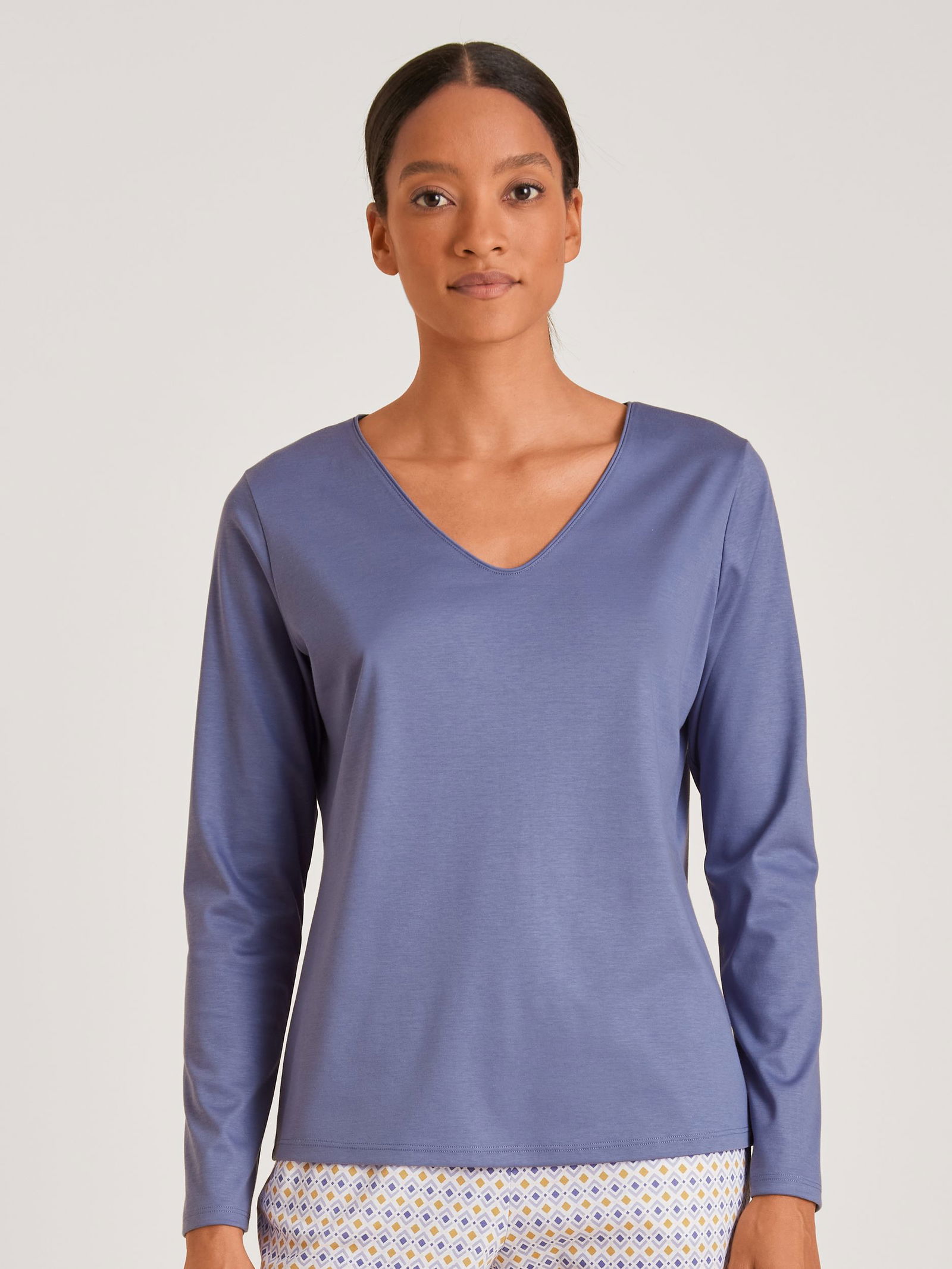 Calida | Langarm-Shirt, V-Neck | M | twilight purple