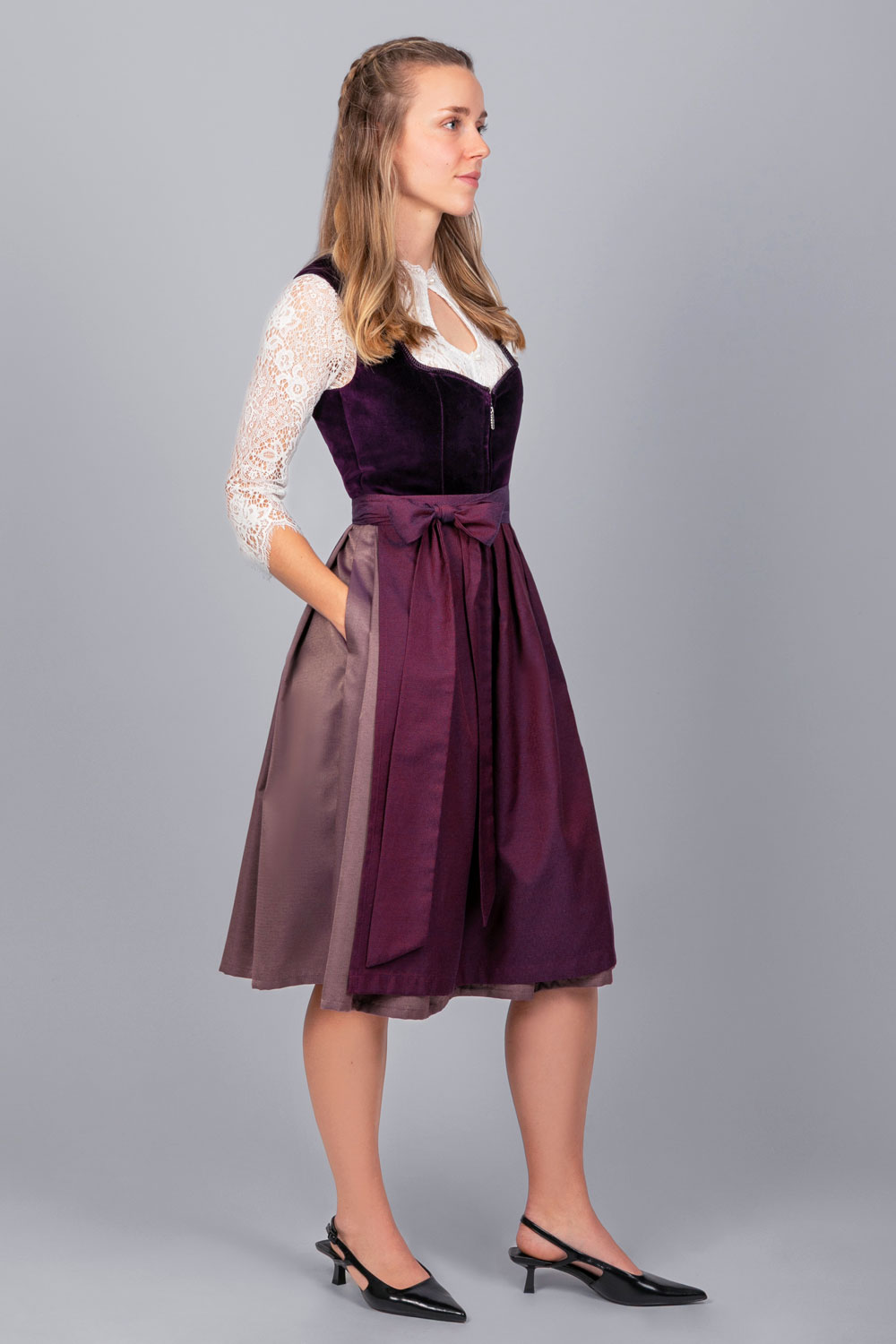 Edelnice Midi Dirndl Viola Samt Lila #4