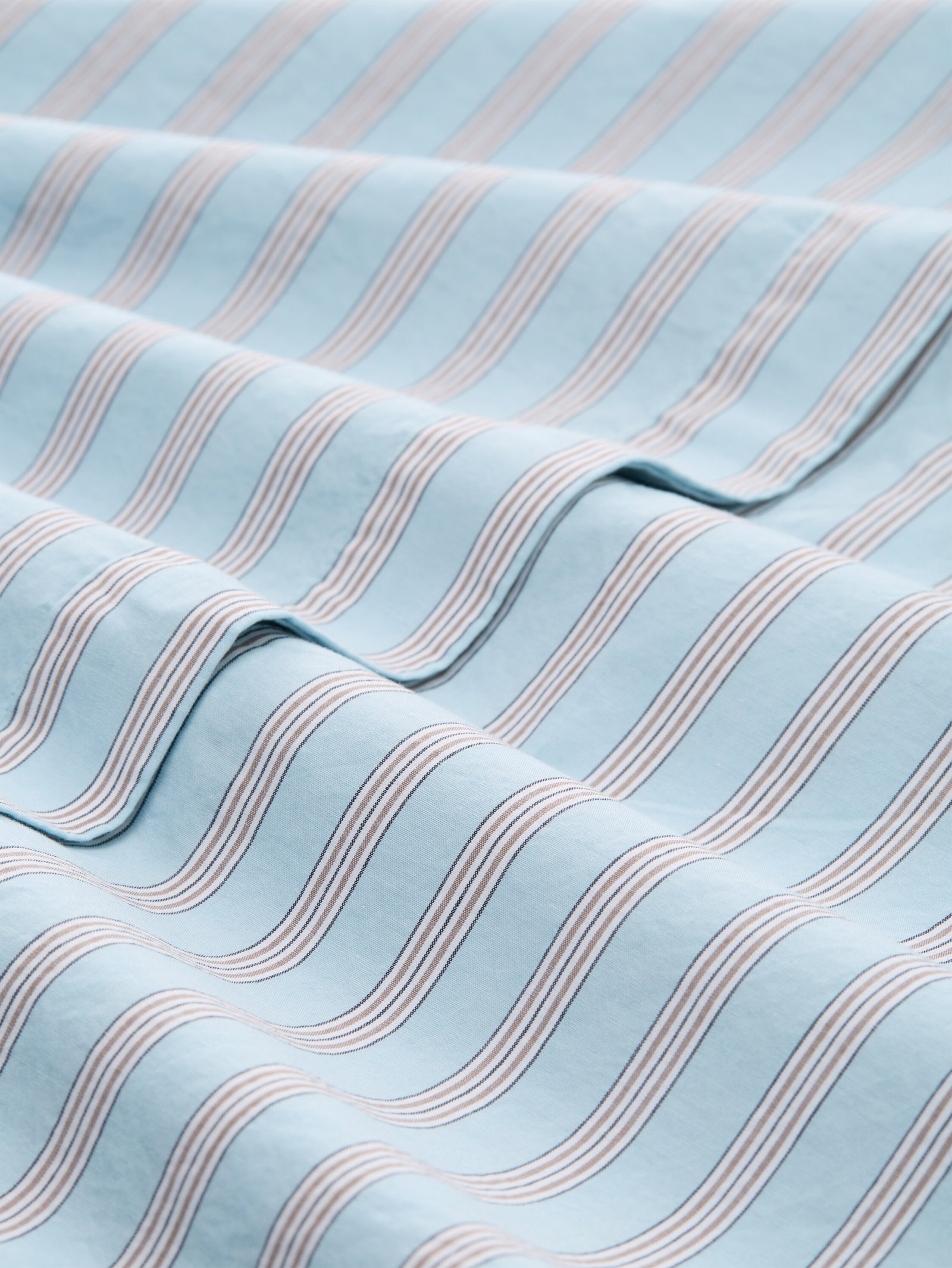 long poplin shirt, blue white brown stripe #2