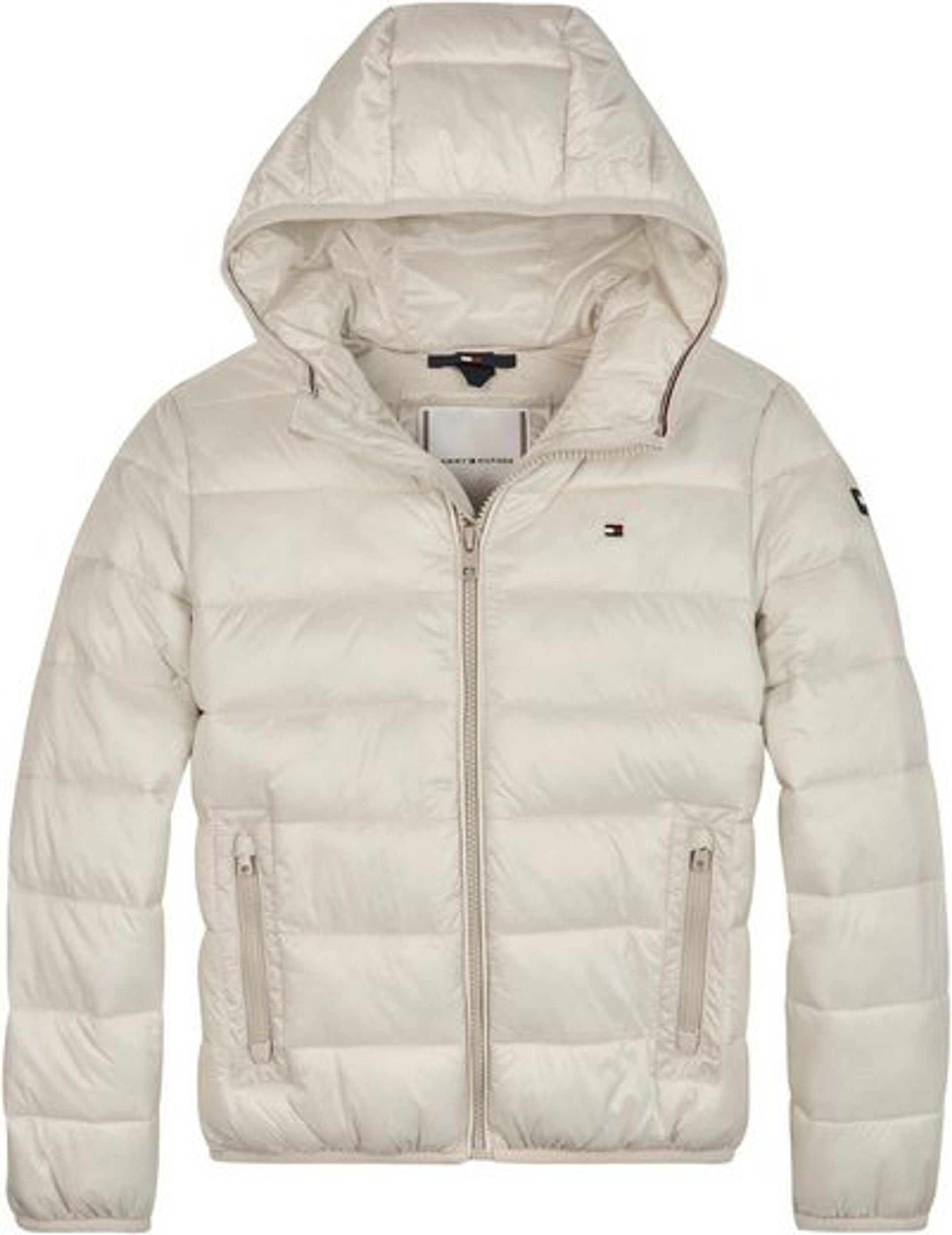QUILTED TAPE HOODED JACKET, BEIGE