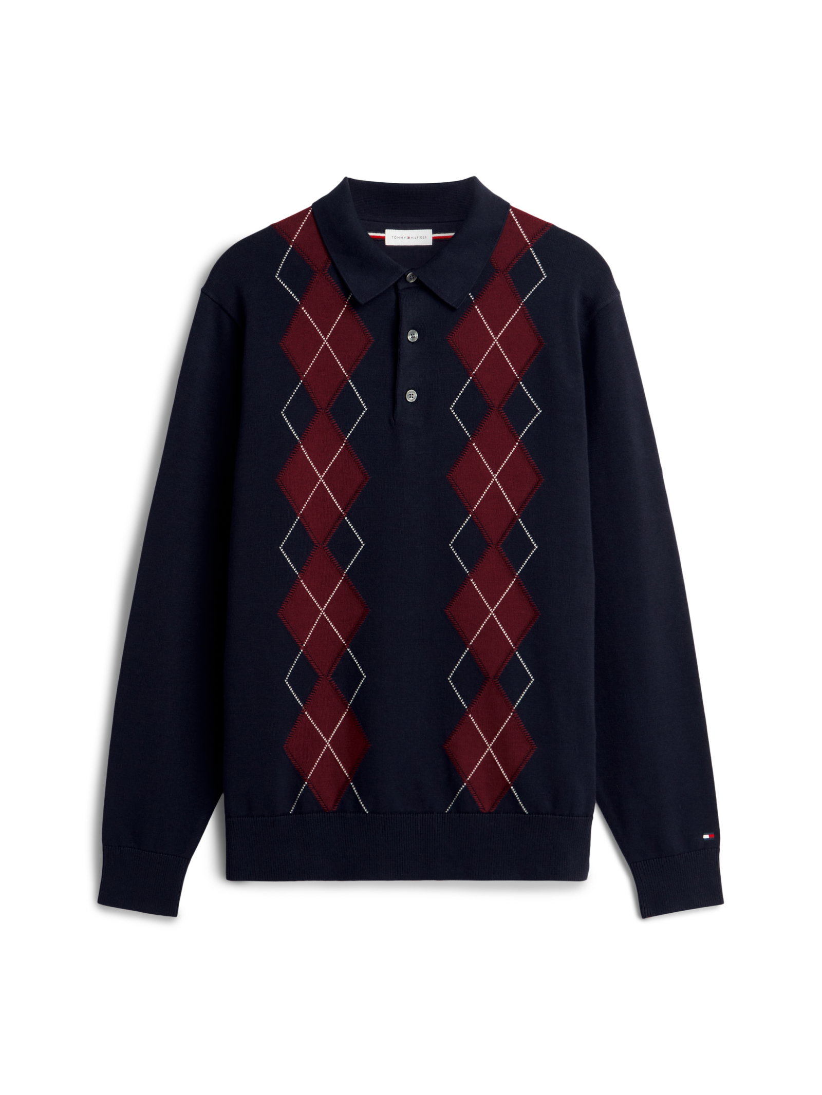 PLACED ARGYLE LS POLO, BLUE #1