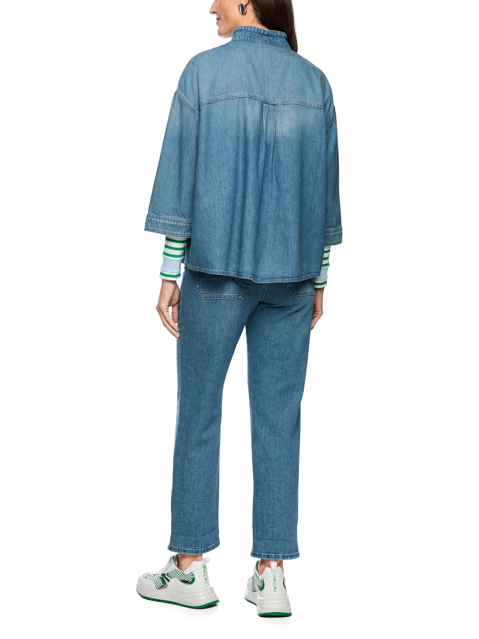 Marc Cain Sports |  Sportive Jeansbluse mit Stehkragen | 36 | blue denim