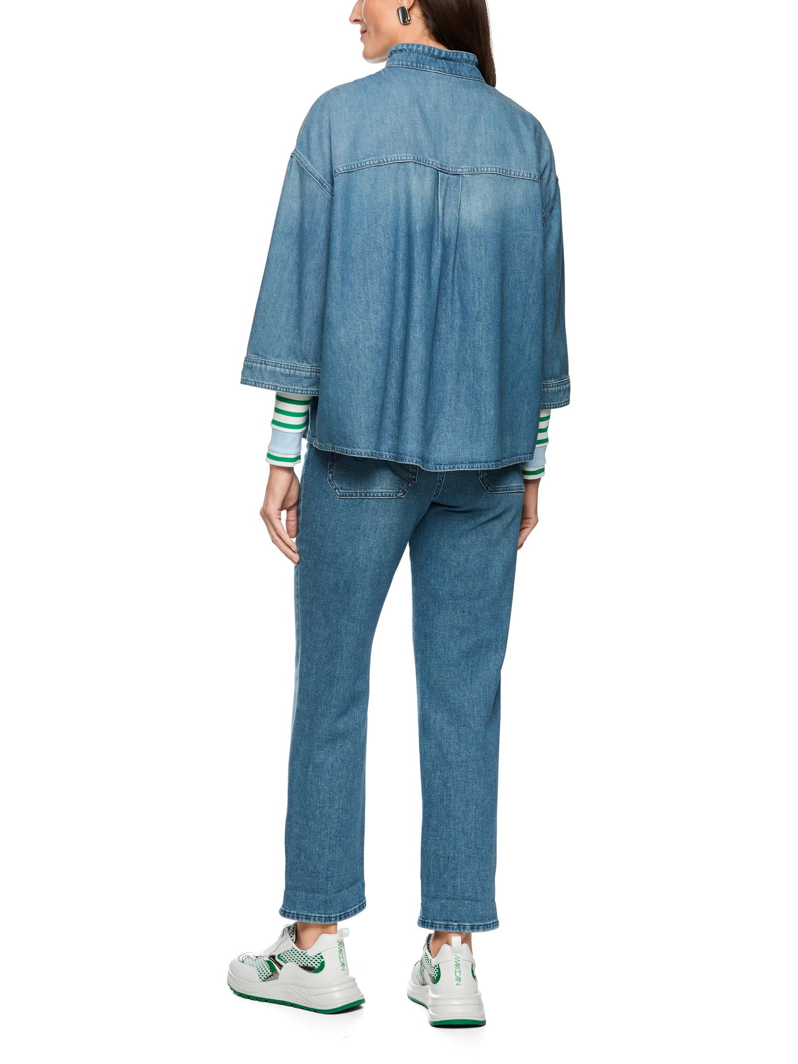 b51a15089afa1e0182e72b2e3aa0fcb6 Marc Cain Sports | Sportive Jeansbluse mit Stehkragen | 36 | blue denim