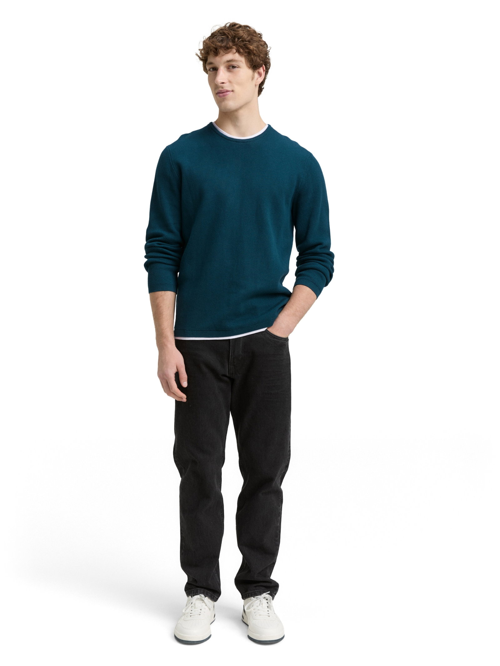 structured double layer crew n, deep pond green #3