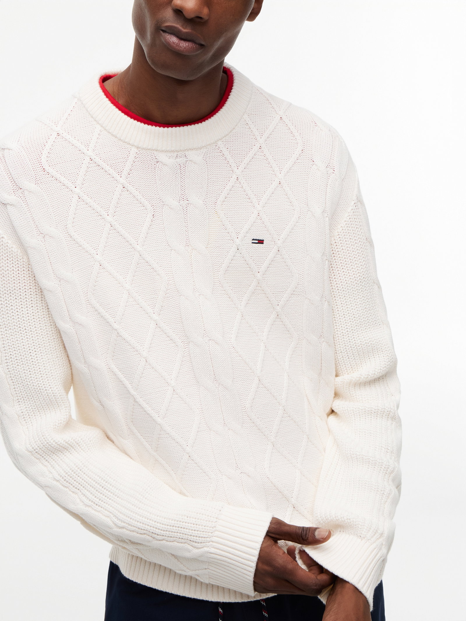 TJM REG CABLE KNIT SWEATER, WHITE #3