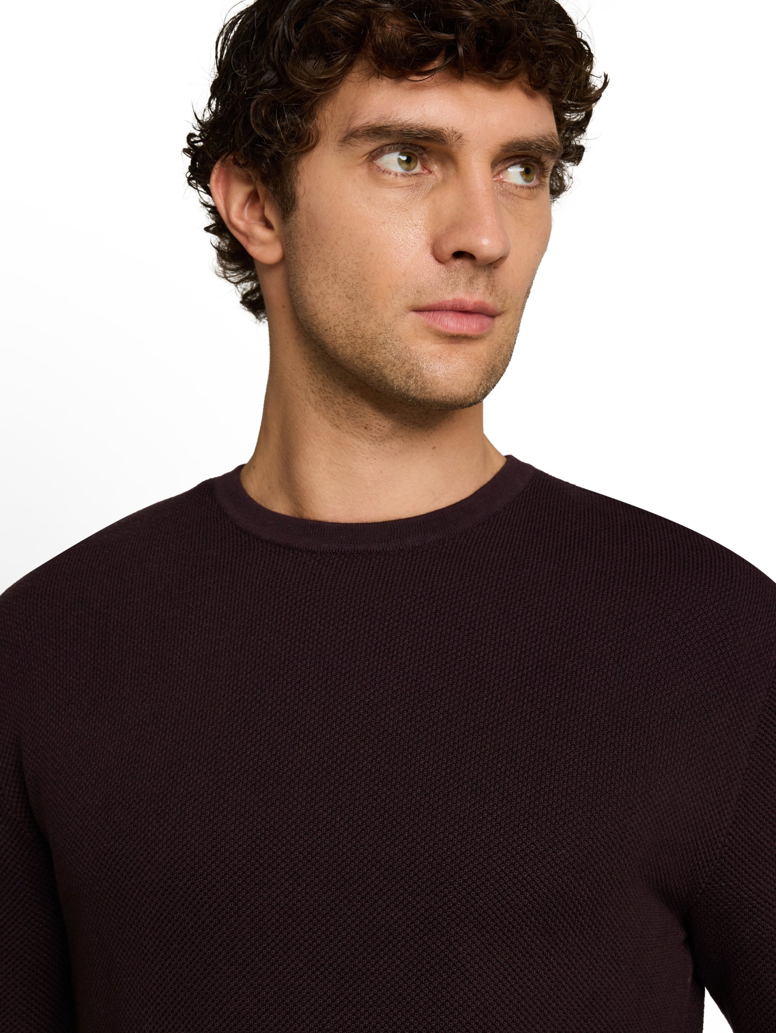 basic structred crew neck knit, dark plum #5