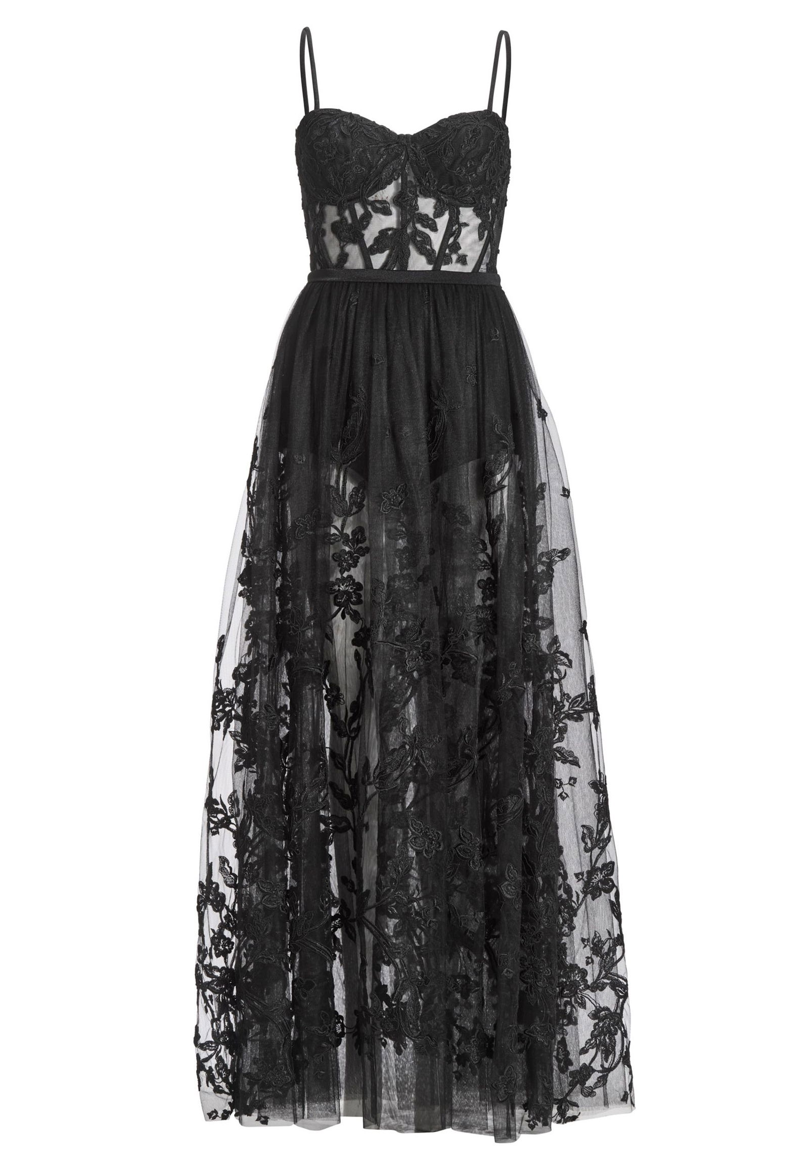 |  Tüllkleid mit semitransparentem Roc, black | 34 | black