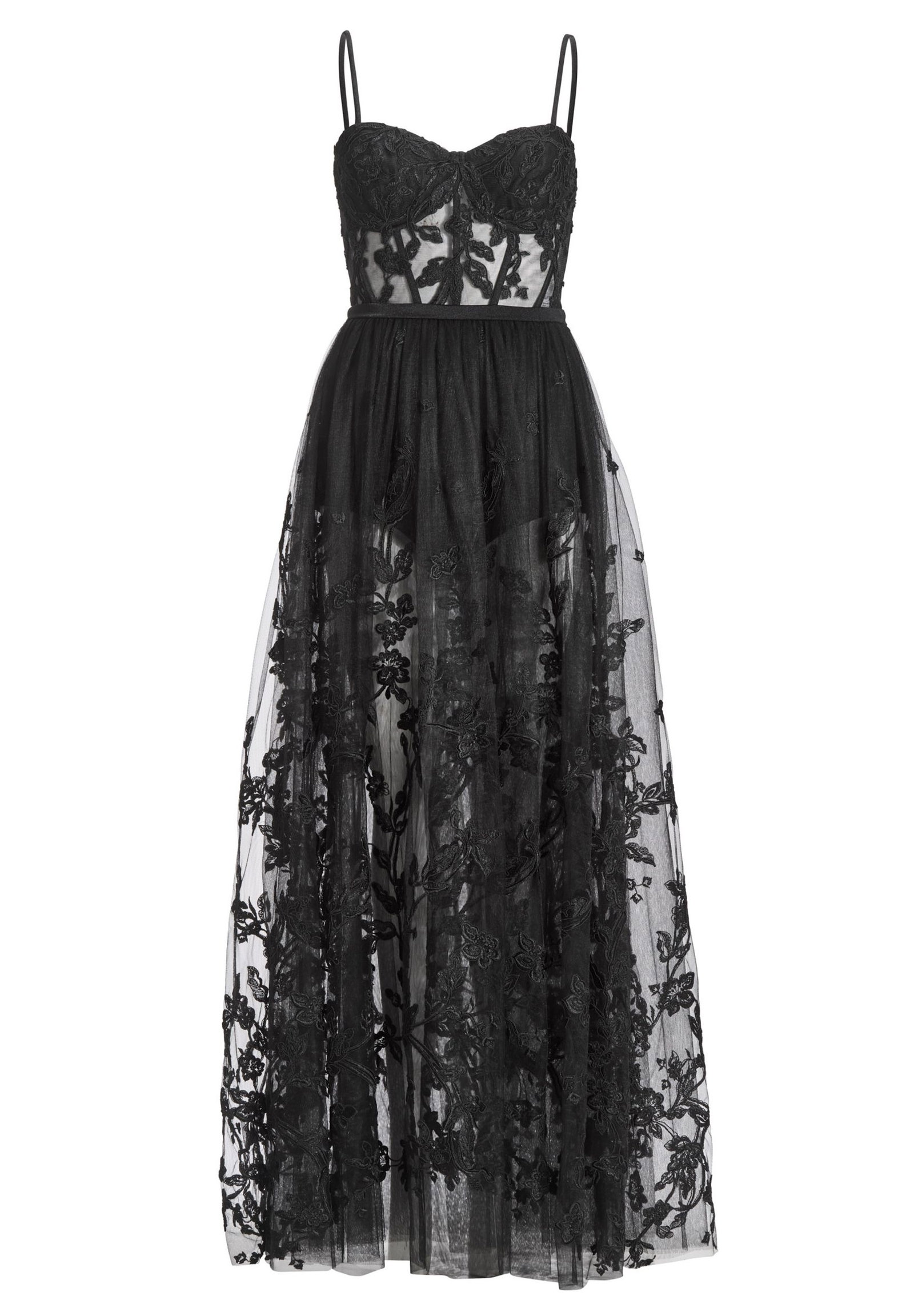 5d5560381a2472624bd3741399e197d0 | Tüllkleid mit semitransparentem Roc, black | 34 | black