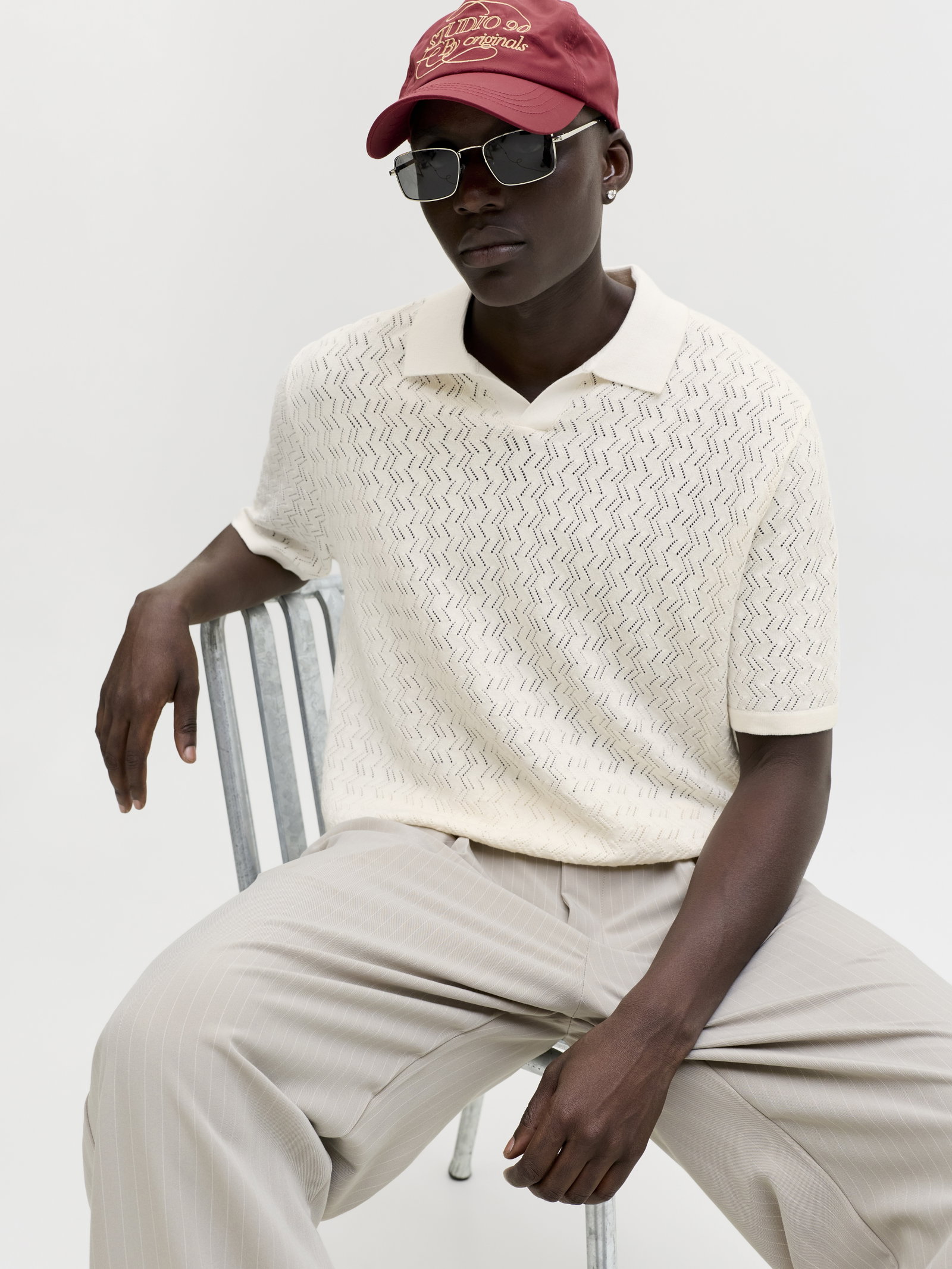 JORTYLER KNIT SS SPLIT NECK POLO SN, Sea Salt #6