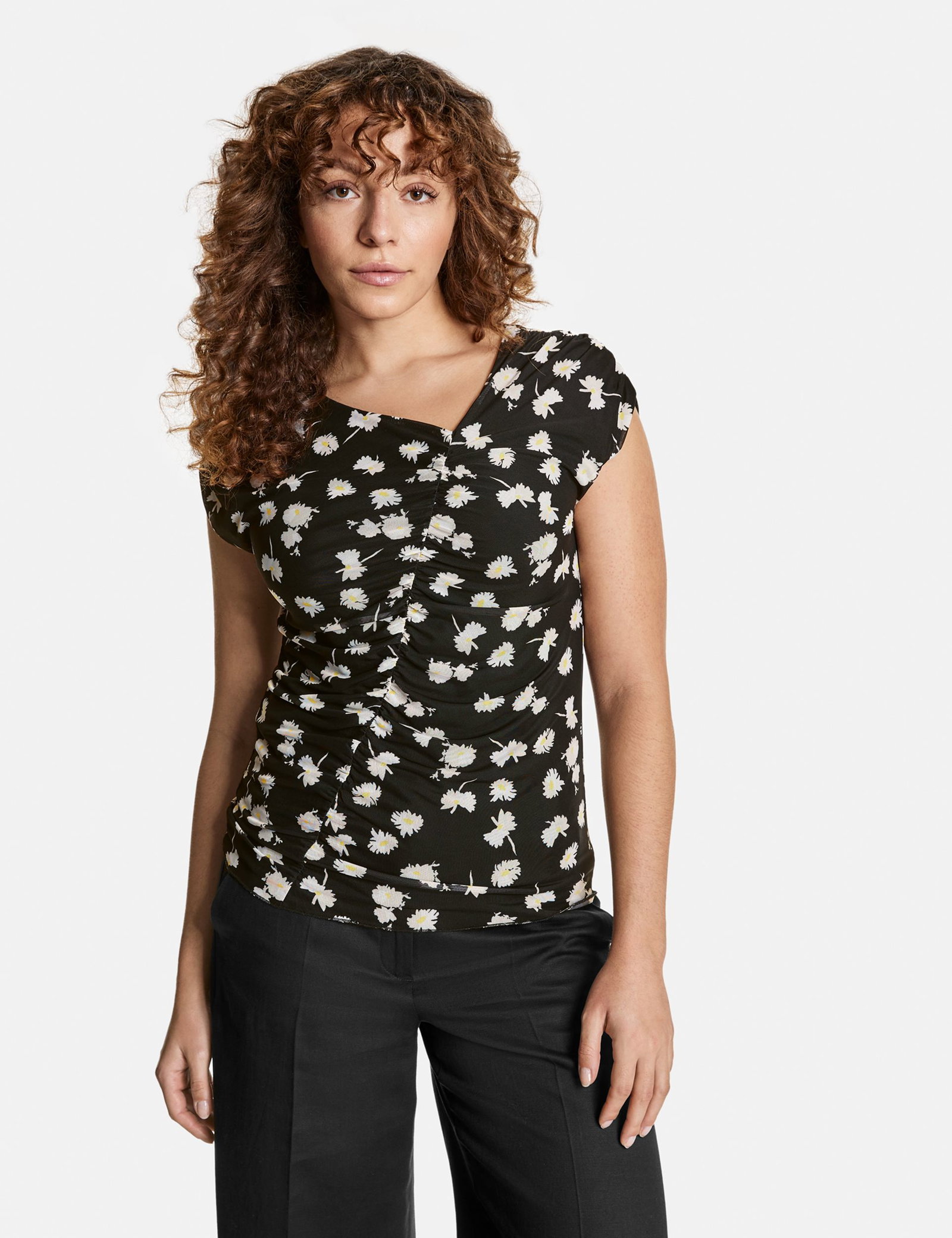 Softes Mesh-Shirt mit Raffungen