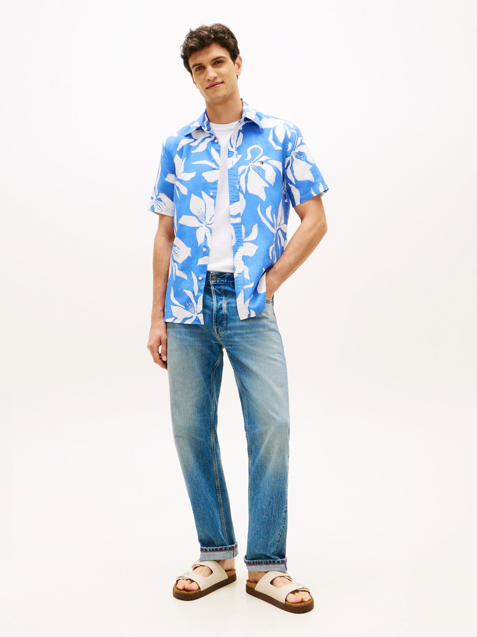 Tommy Hilfiger |  Tommy Hilfiger Hemd Regular Fit  | M | cloudy blue / yale navy / white