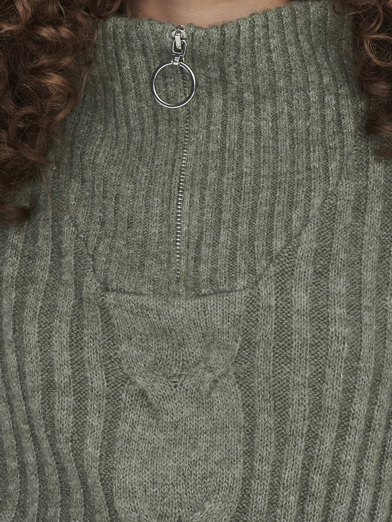 JDYANDREA L/S ZIP CABLE PULLOVE KNT, Kalamata/MELANGE #7