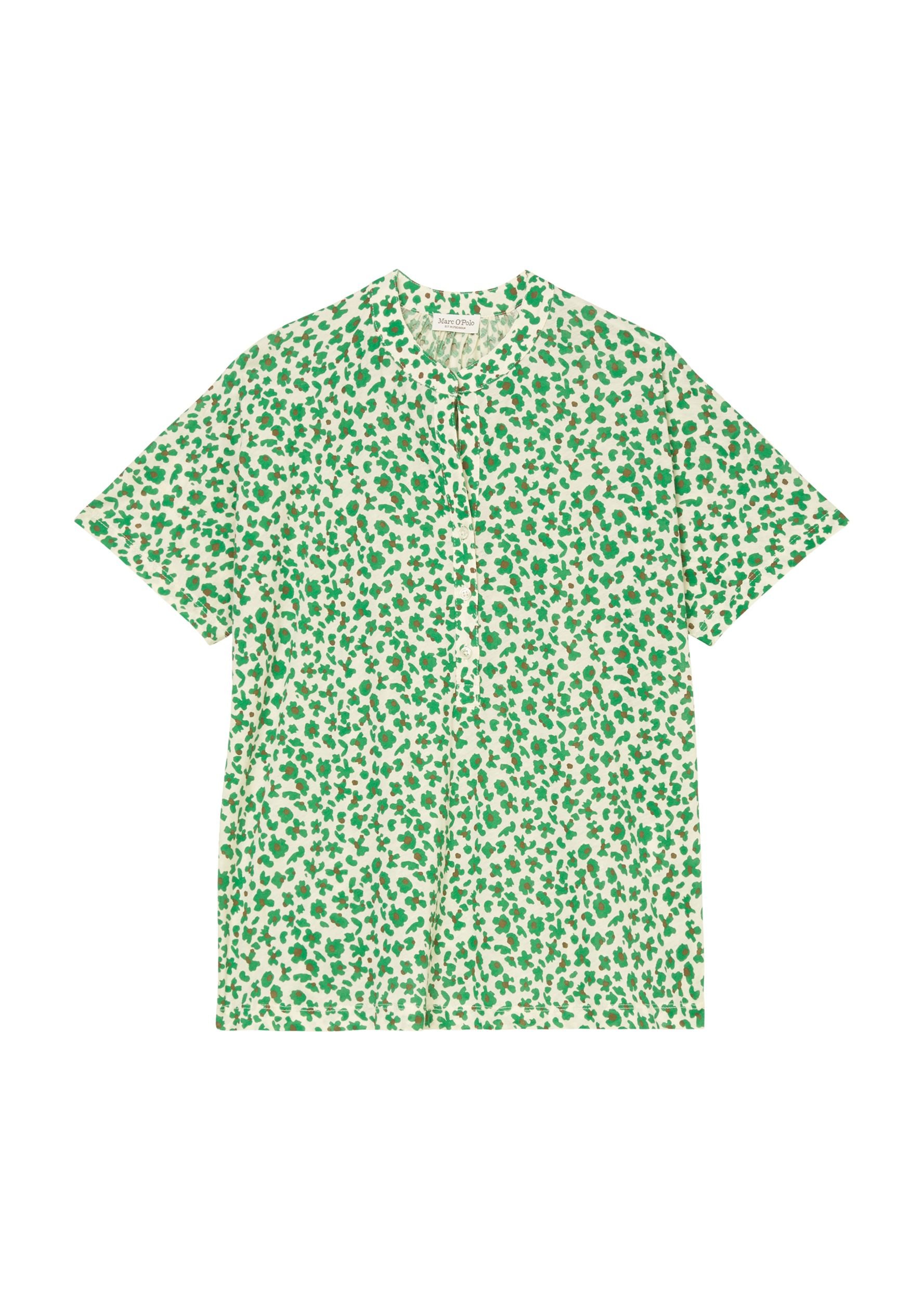 Gemusterte Damen Bluse aus Jersey-Stoff mit kurzen Ärmeln in multi/vivid green - grün