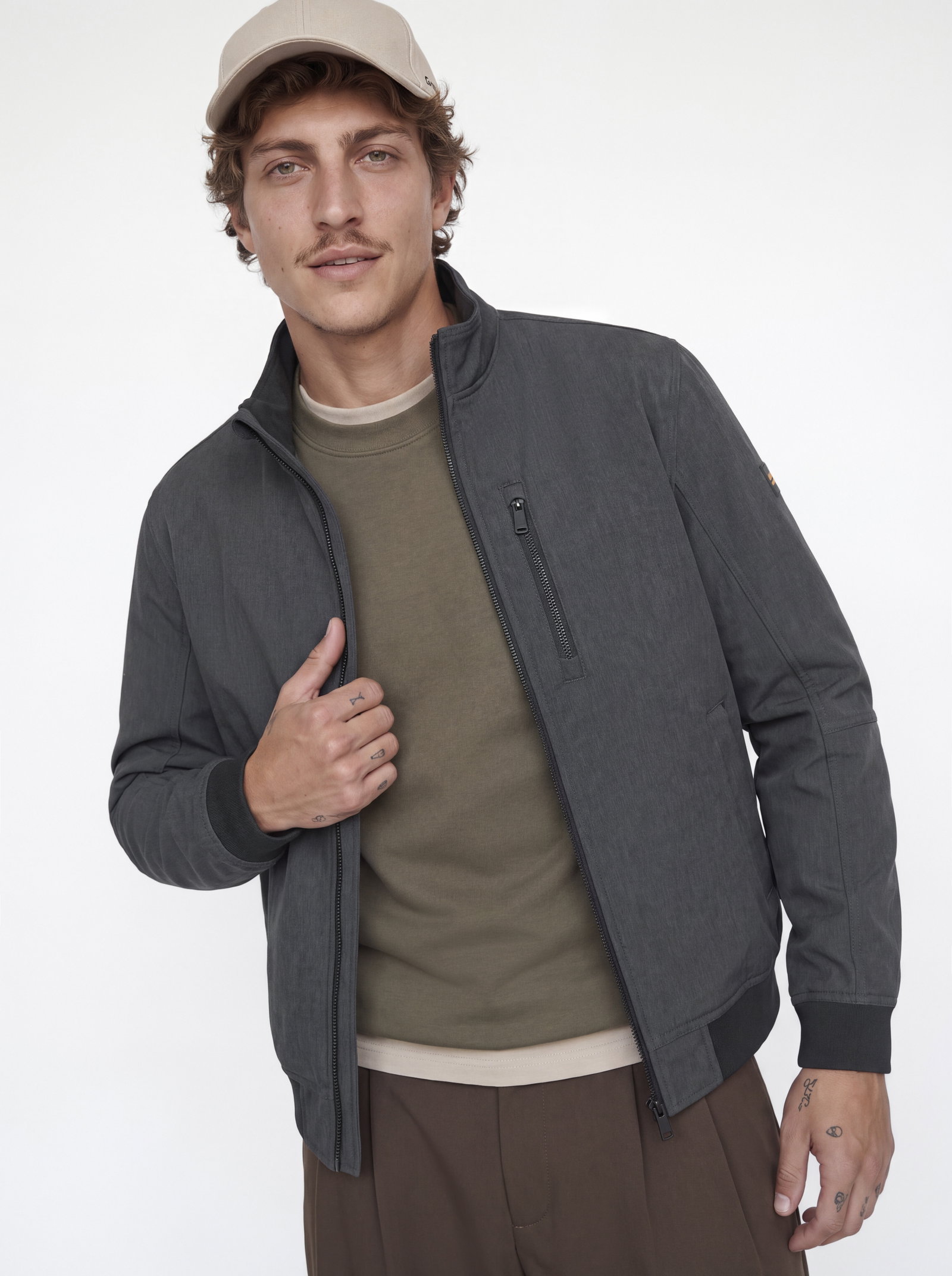 JJELIAM SOFTSHELL BOMBER NOOS, Dark Grey Melange #11