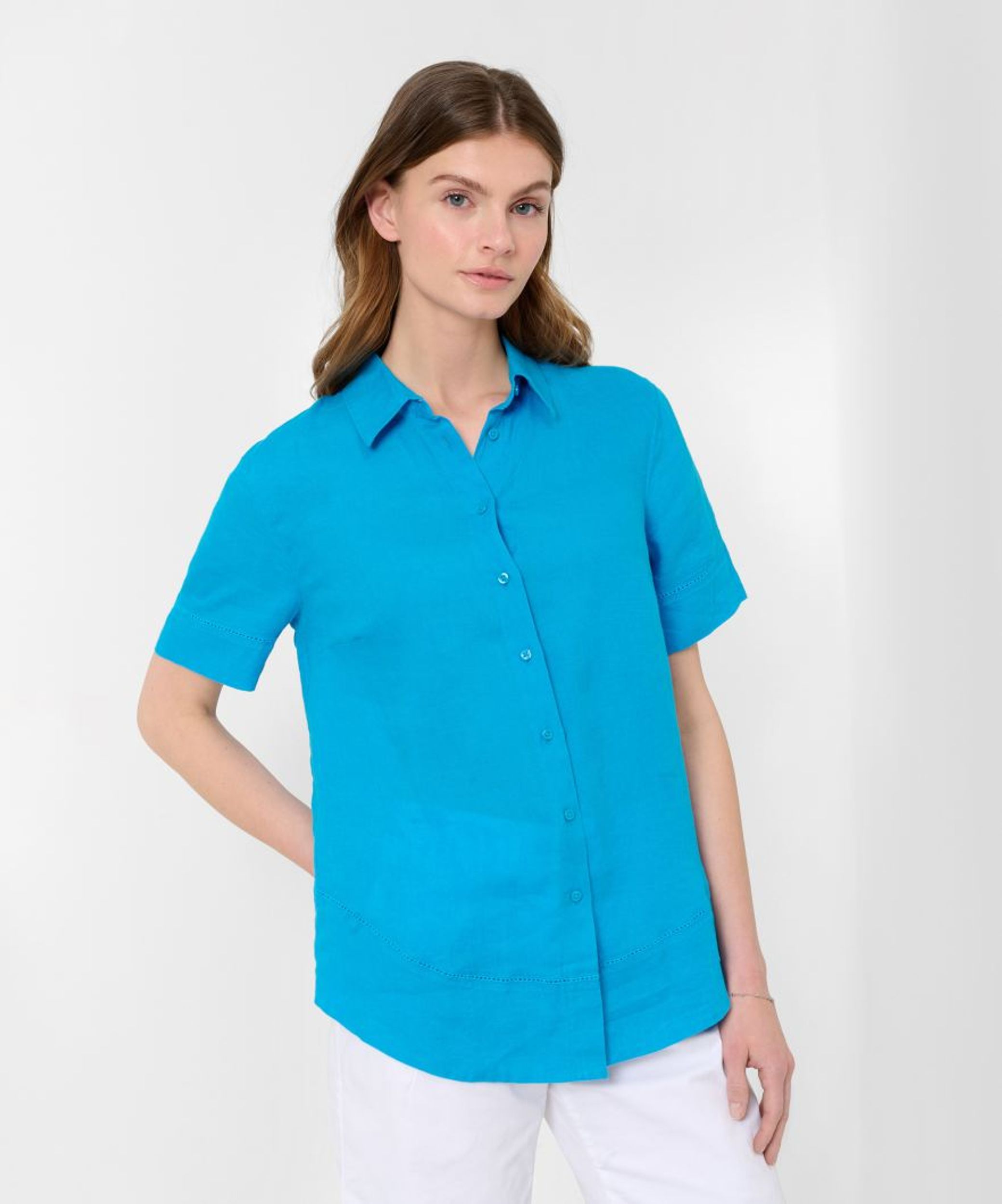 Brax |  Brax Bluse aus Leinen  | 42 | regular blue used