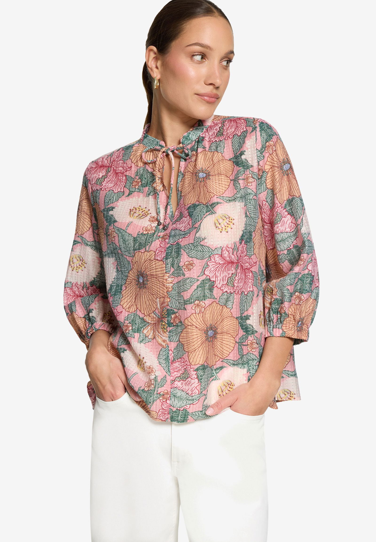 Zero |  Zero Druckbluse  | 34 | rosé/green