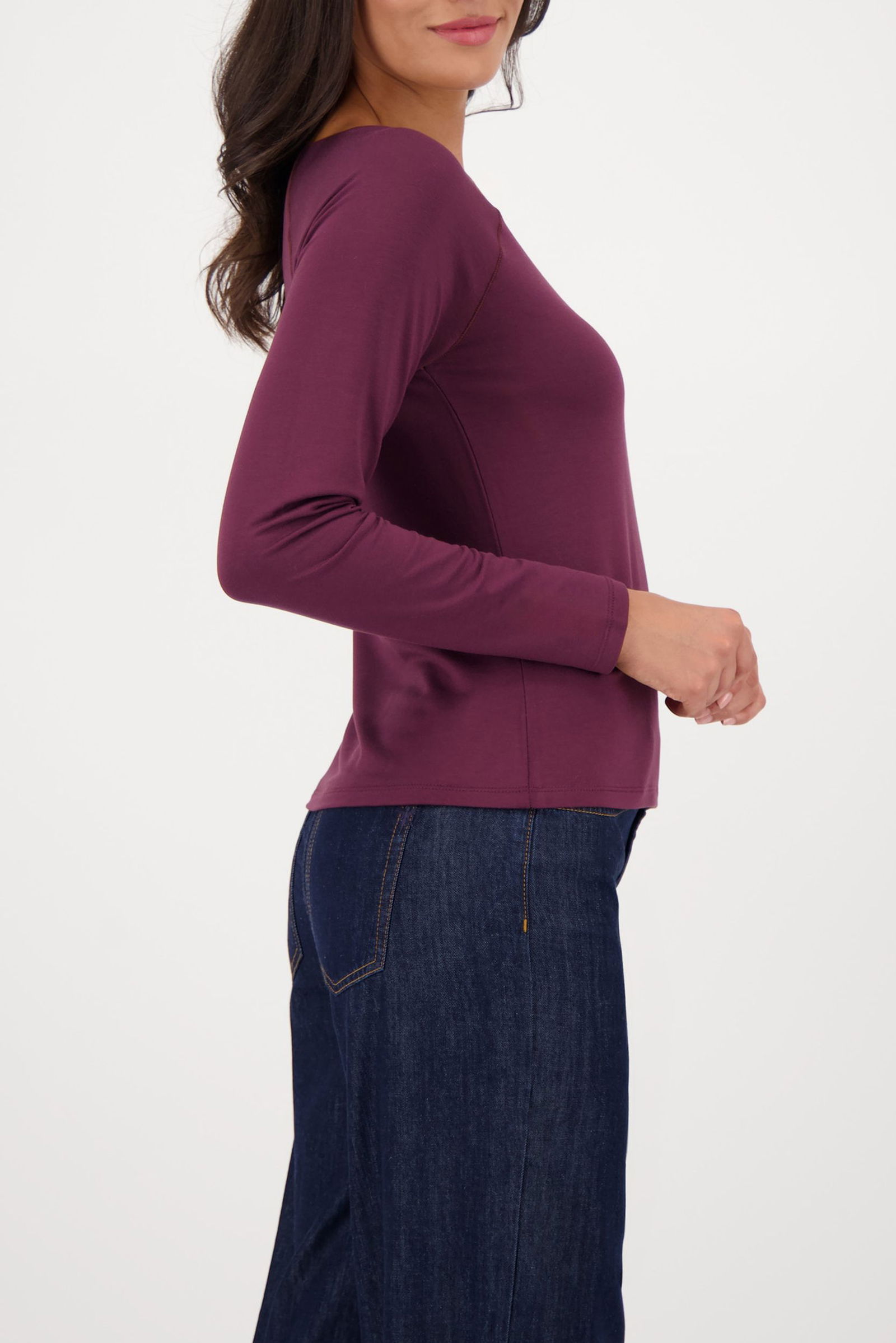 Monari | Monari Basic-Langarmshirt | 36 | bordeaux