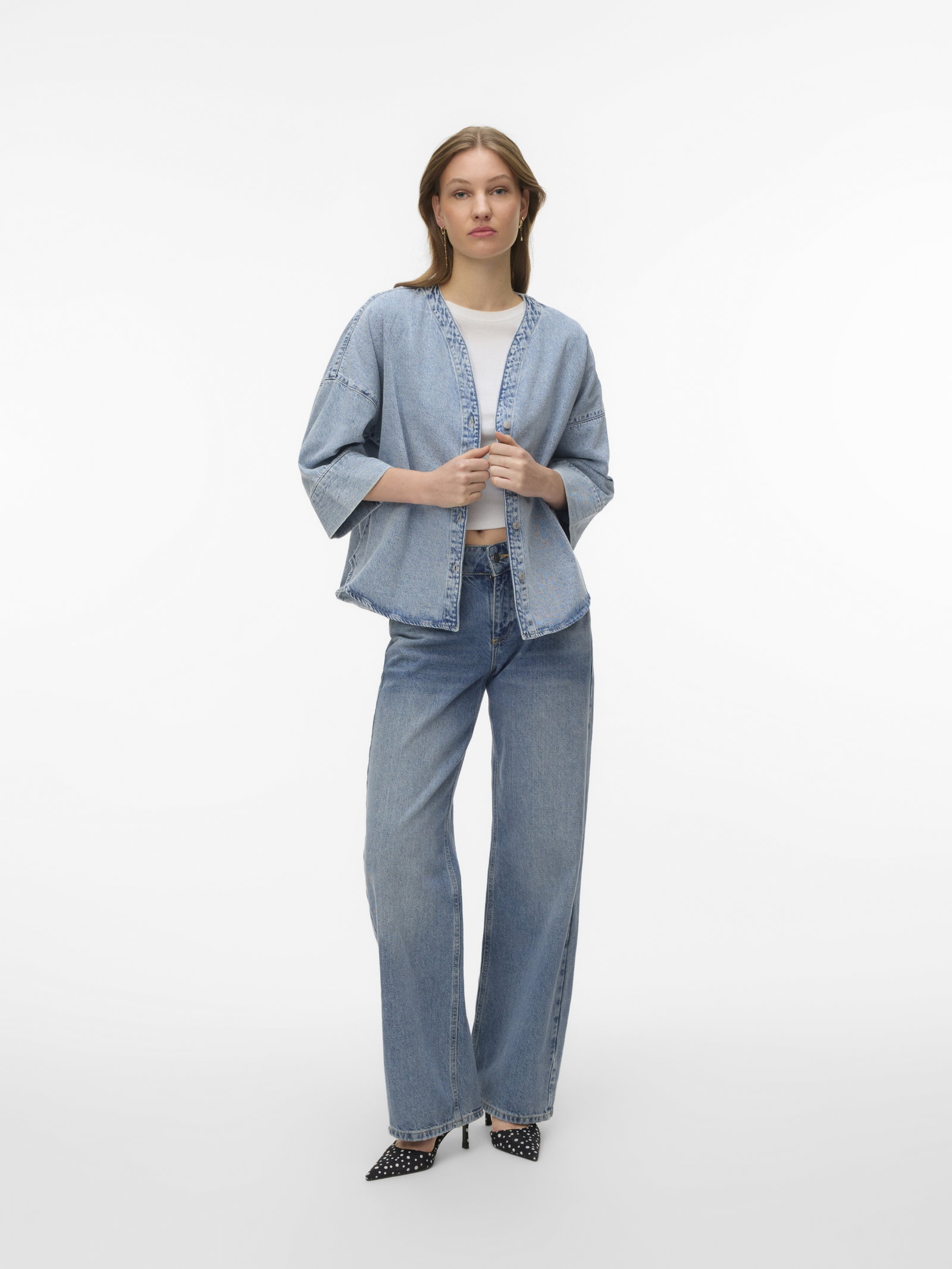 VMVALERIA 3/4 SLEEVE SHIRT NOOS, Light Blue Denim #3