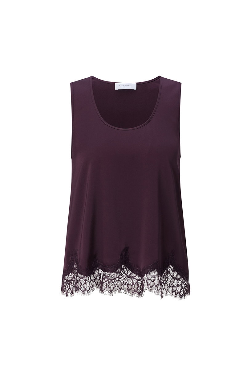 Satin Top with Lace, mulberry #1