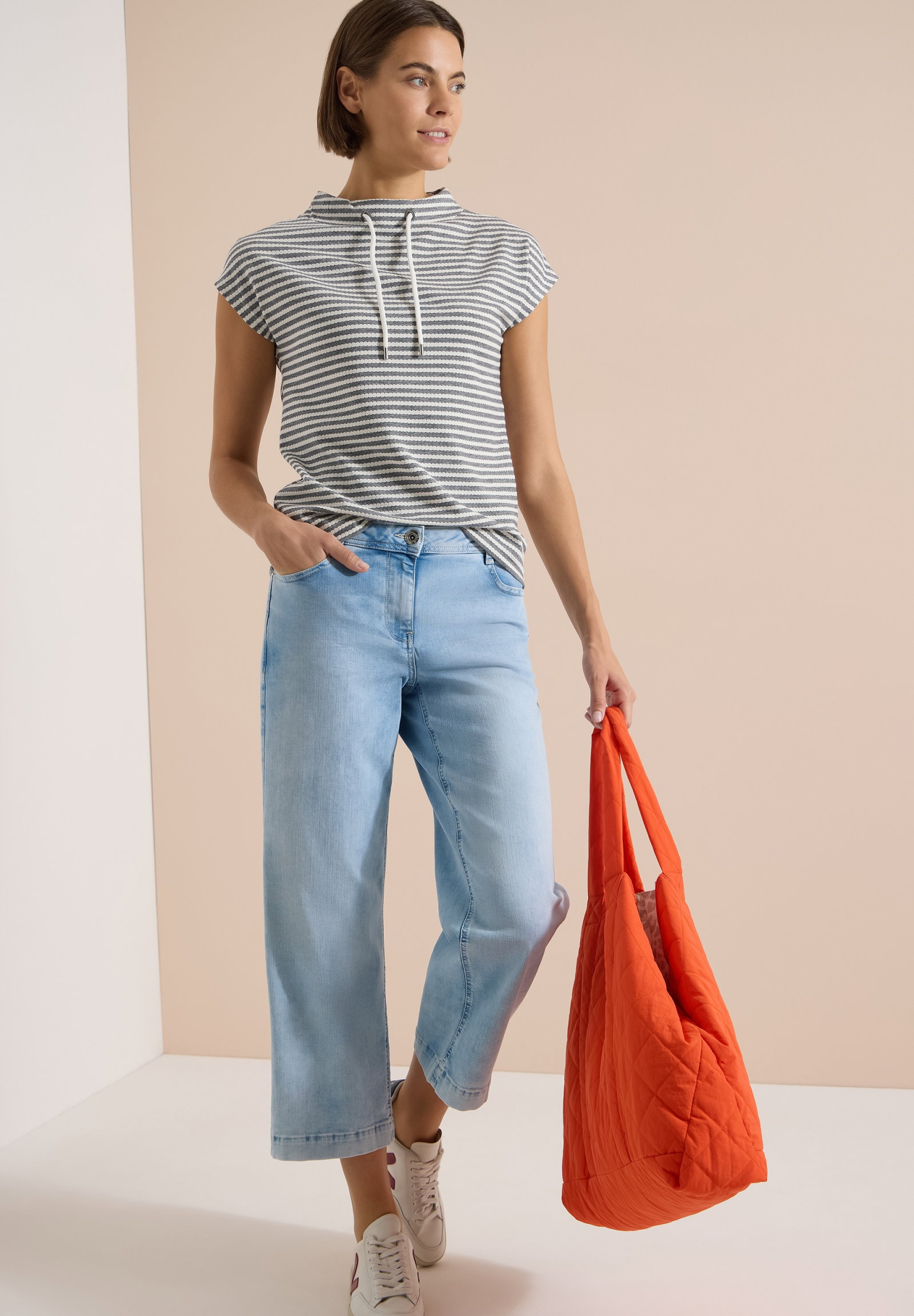 TOS Striped Structure Funnelne, urban dark blue #5