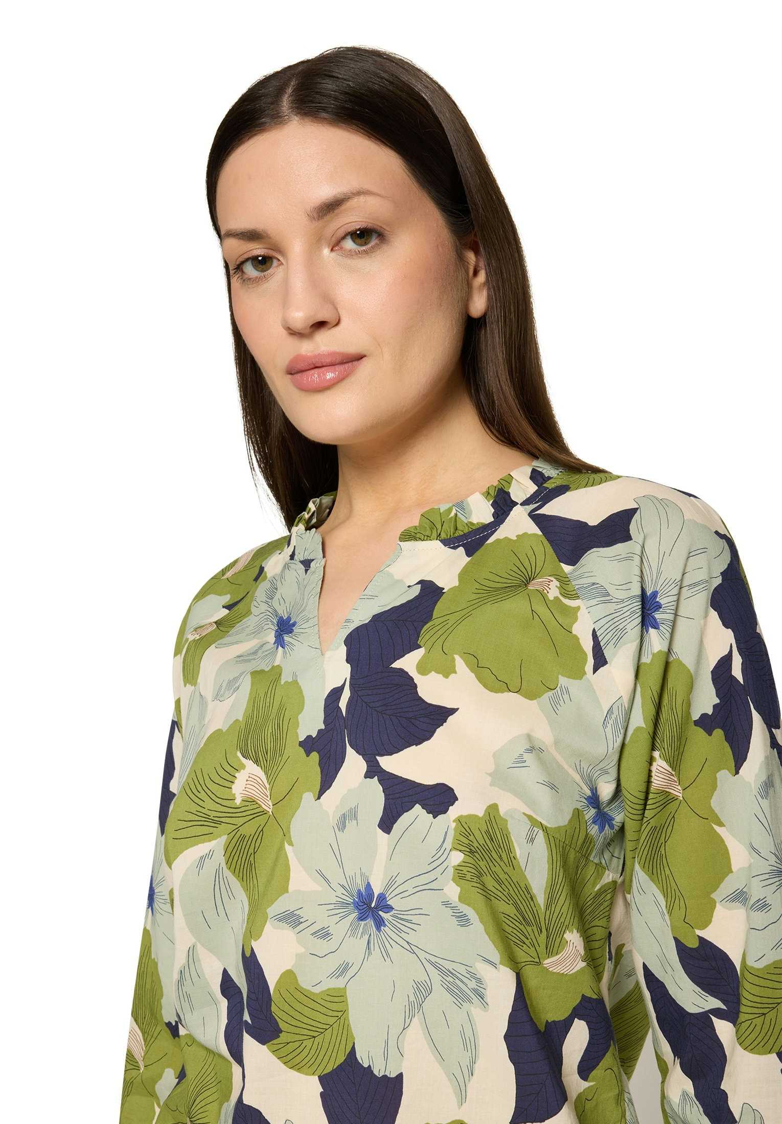 Bluse Kurz 1/1 Arm, White/Mint #6
