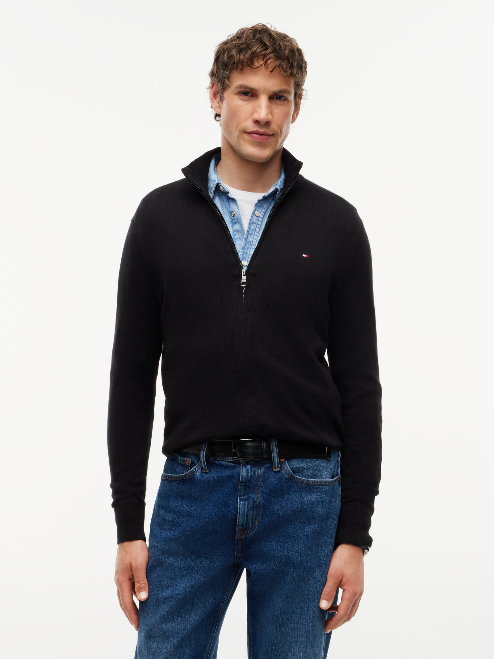 PIMA ORG CTN CASHMERE ZIP THRU, BLACK #2