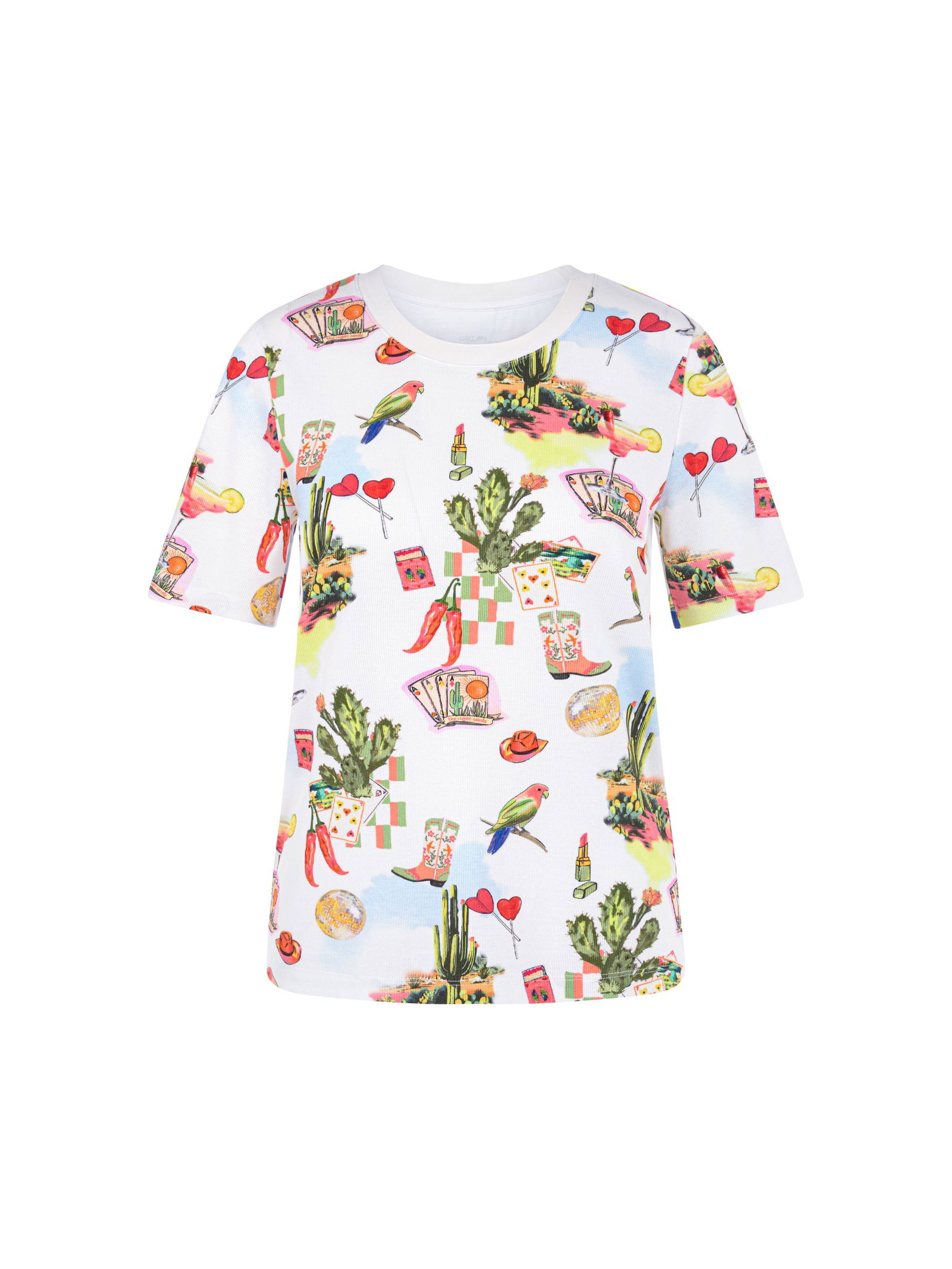 Marc Cain Sports |  Rundhals T-Shirt mit Allover-Print | 46 | white