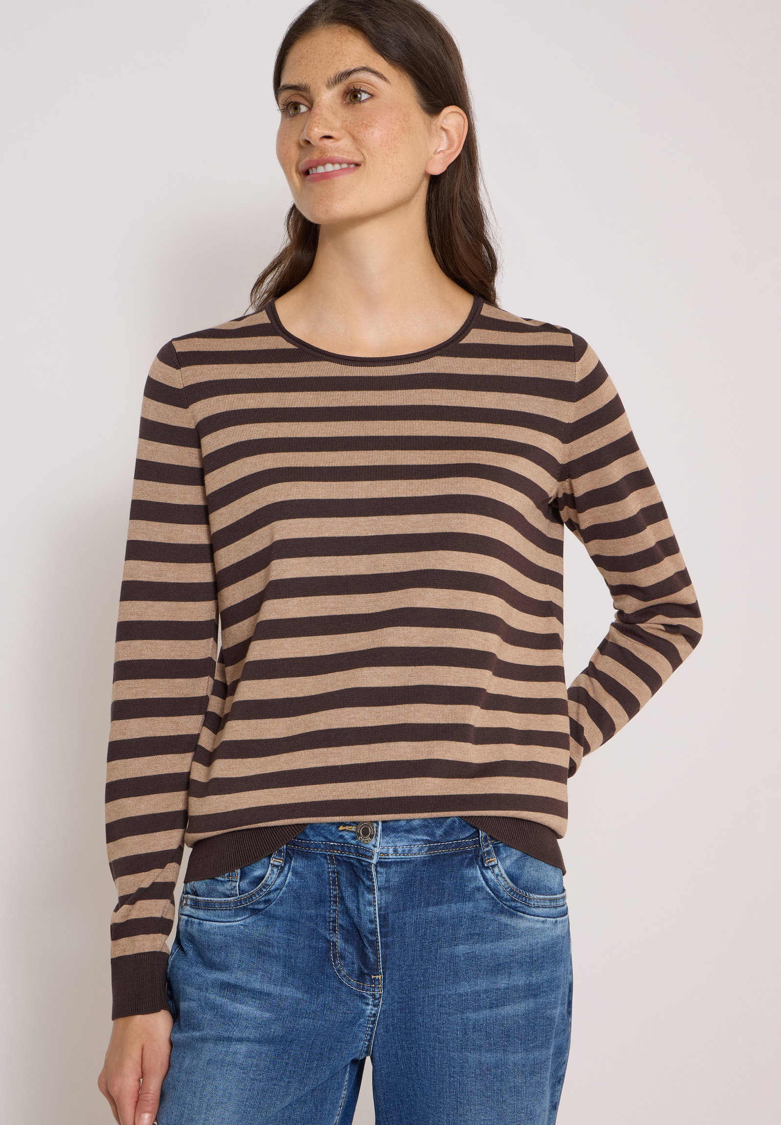 TOS_Striped Roundneck, truffle brown #6