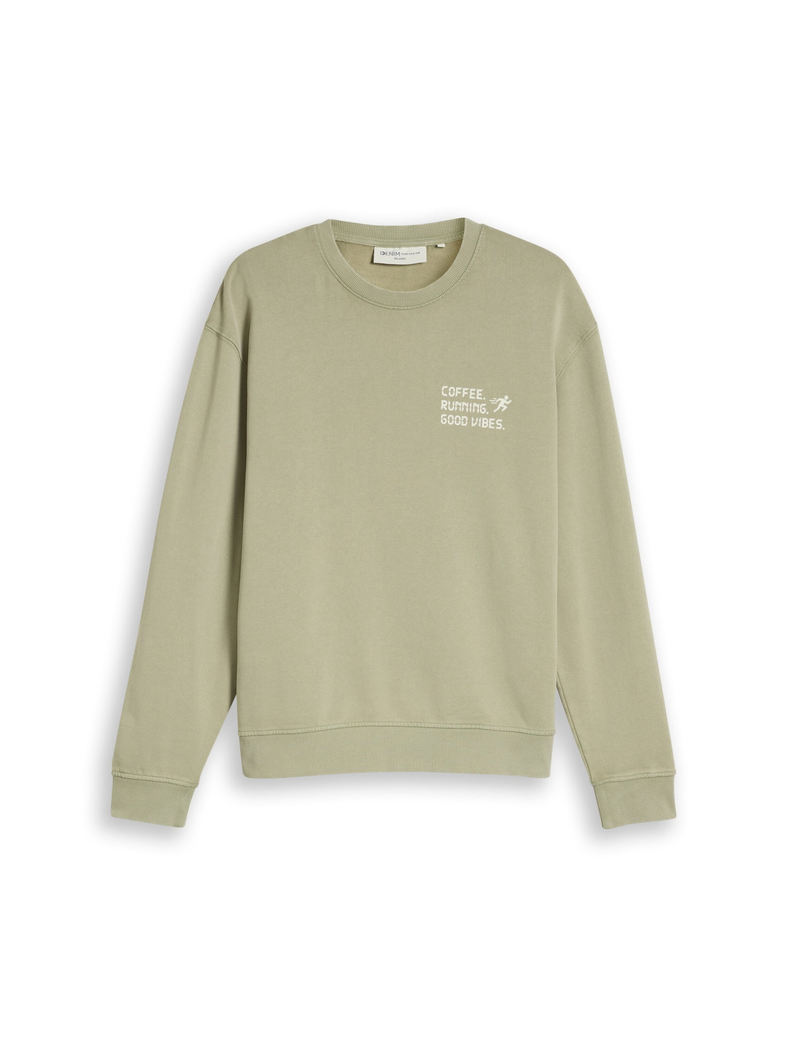 overdye print c-neck sweat, dark sage green #1