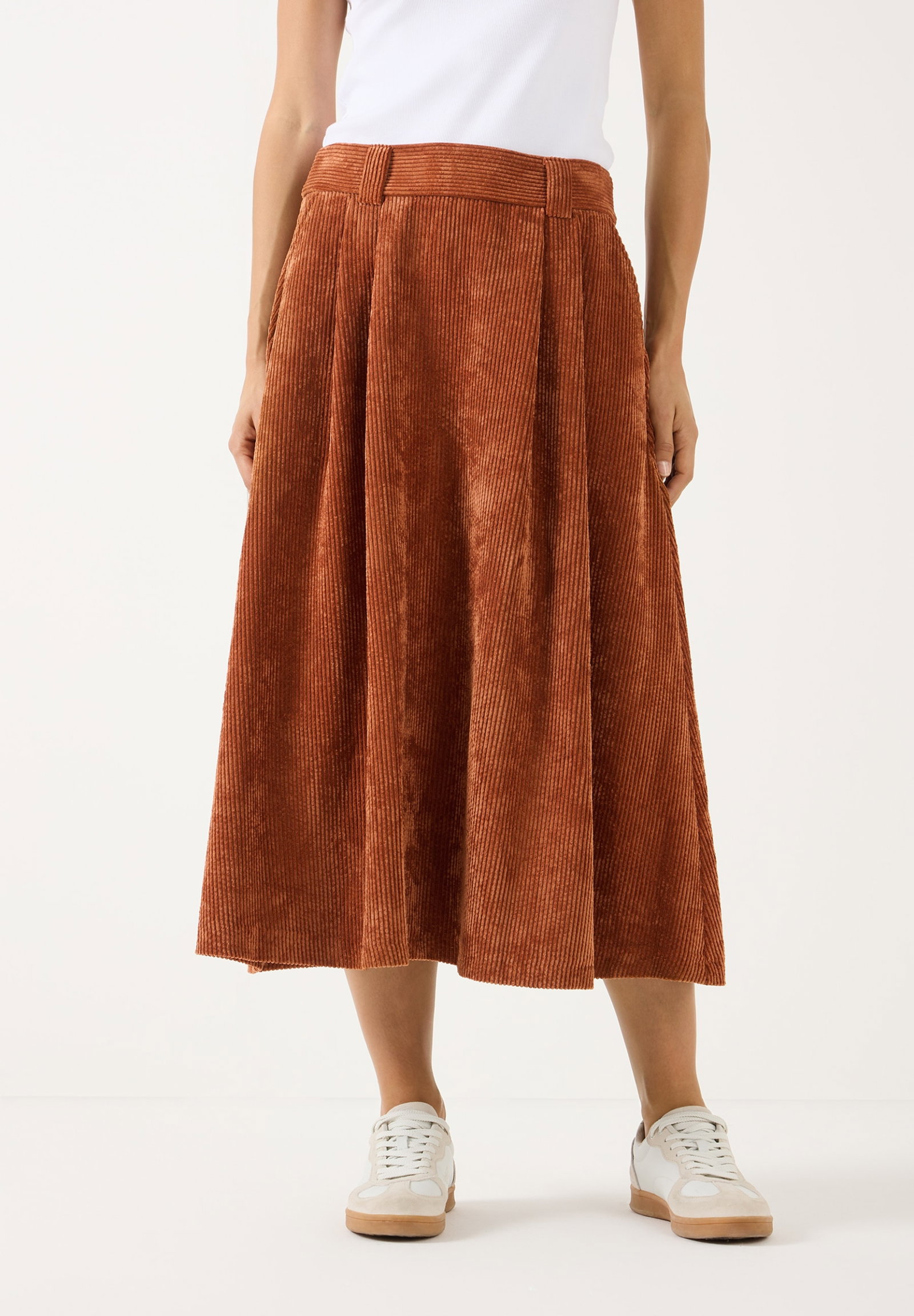 Soft Corduroy Midi Skirt, cinnamon #3