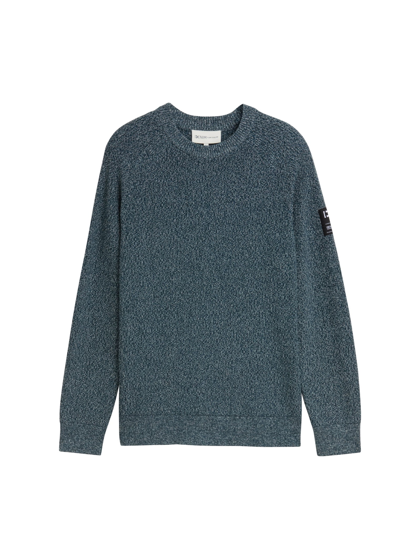 structured multi color crewnec, deep pond green mouline #1