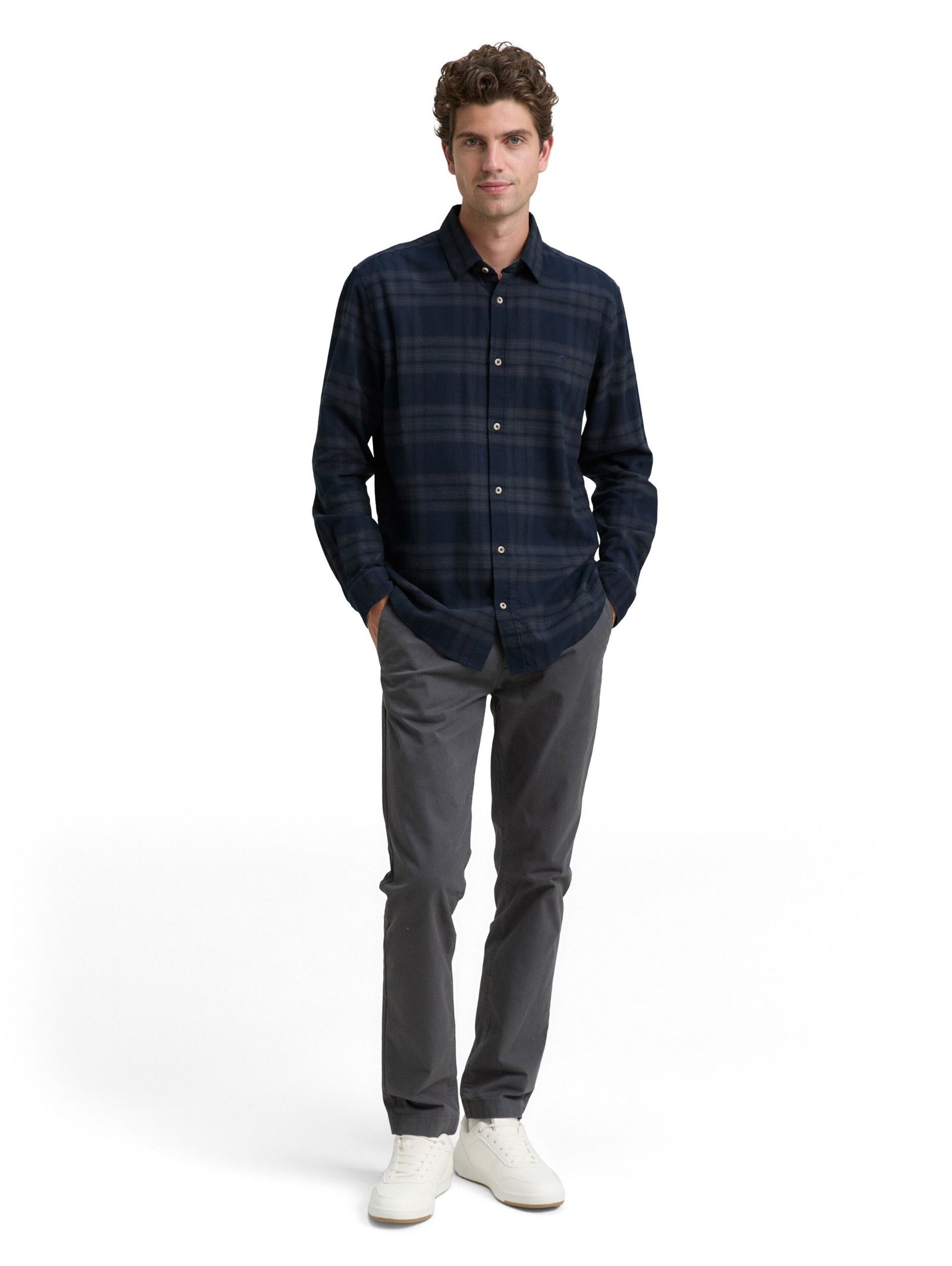 |  tonal check shirt, navy tonal check | M