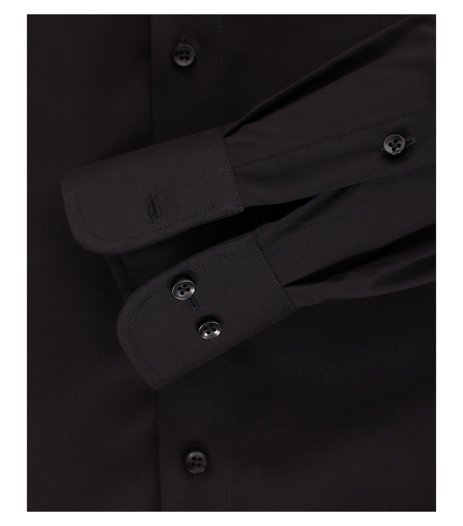 Casa Moda | Popeline Hemd unifarben extra langer Arm 72cm | 44 | schwarz