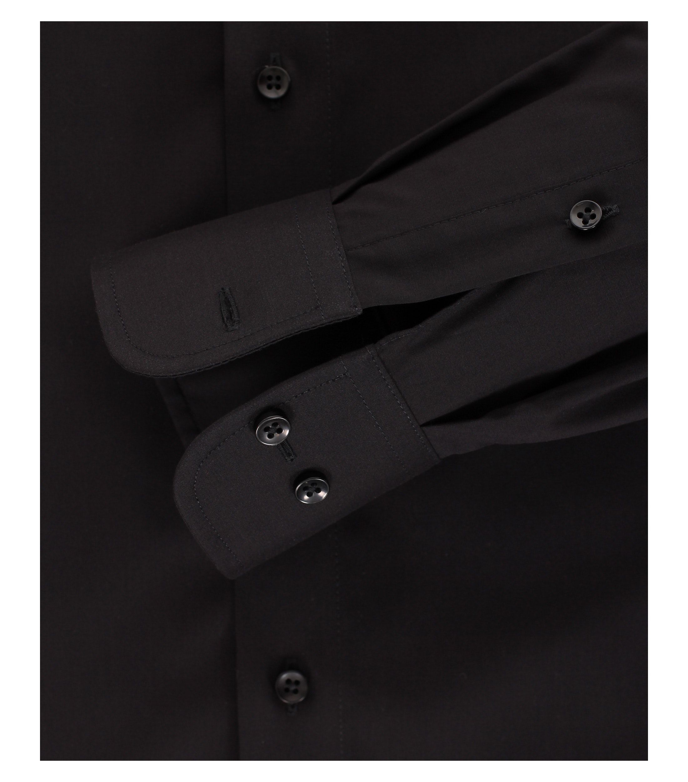Casa Moda |  Popeline Hemd unifarben extra langer Arm 72cm | 44 | schwarz