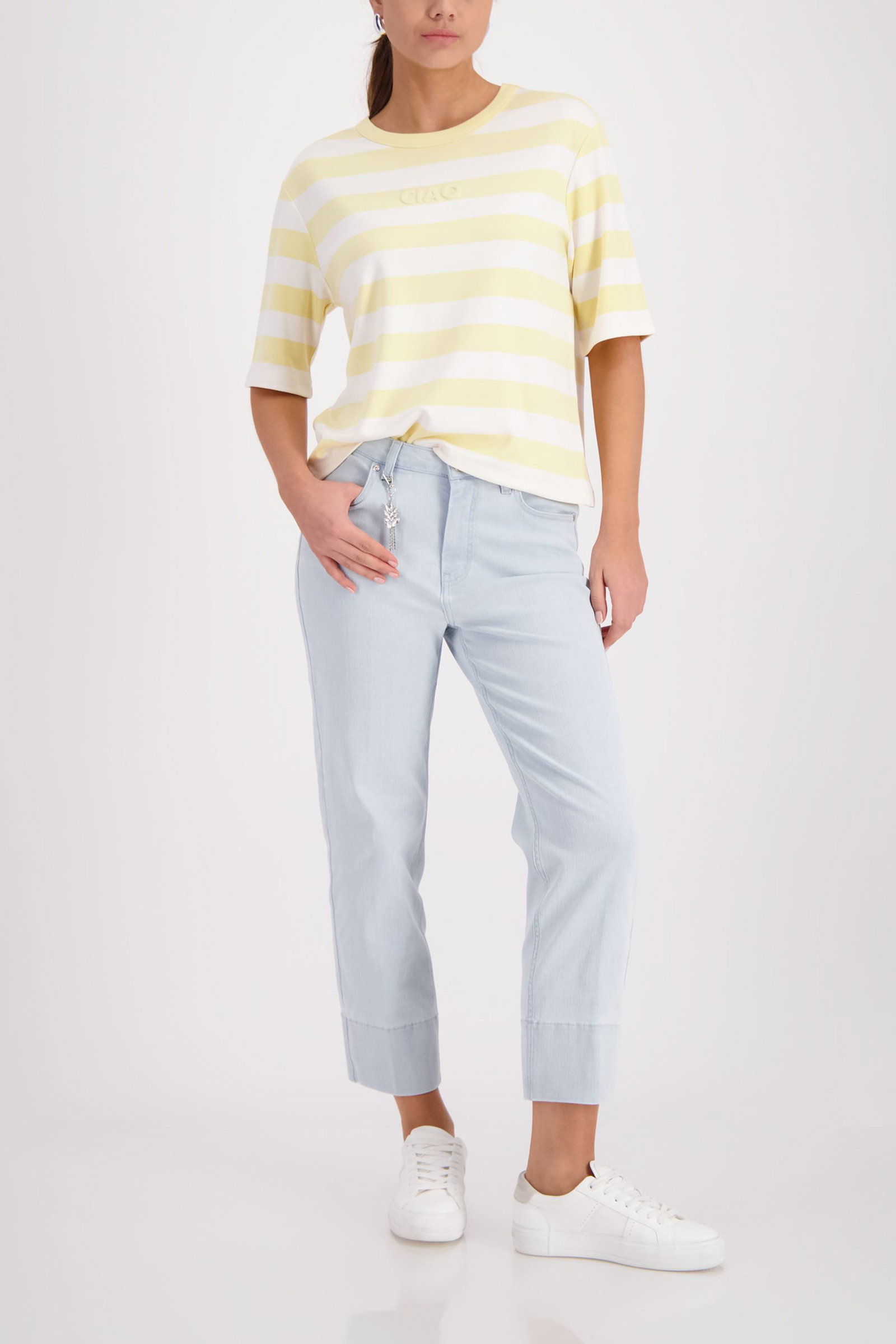 Monari |  Sweatshirt, light sky ringel | 40 | kitt