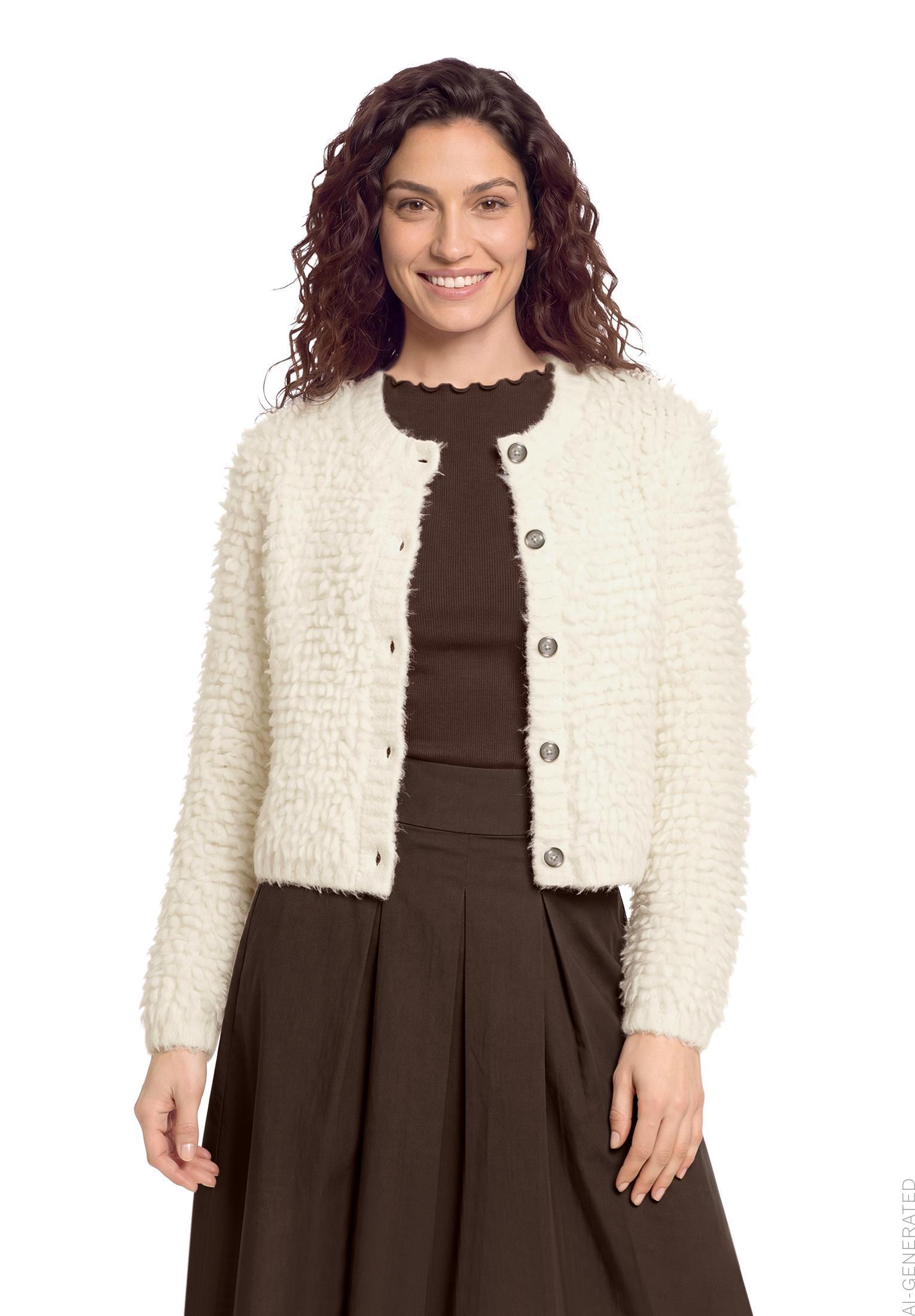 Strickjacke Kurz 1/1 Arm, Eggnog #3