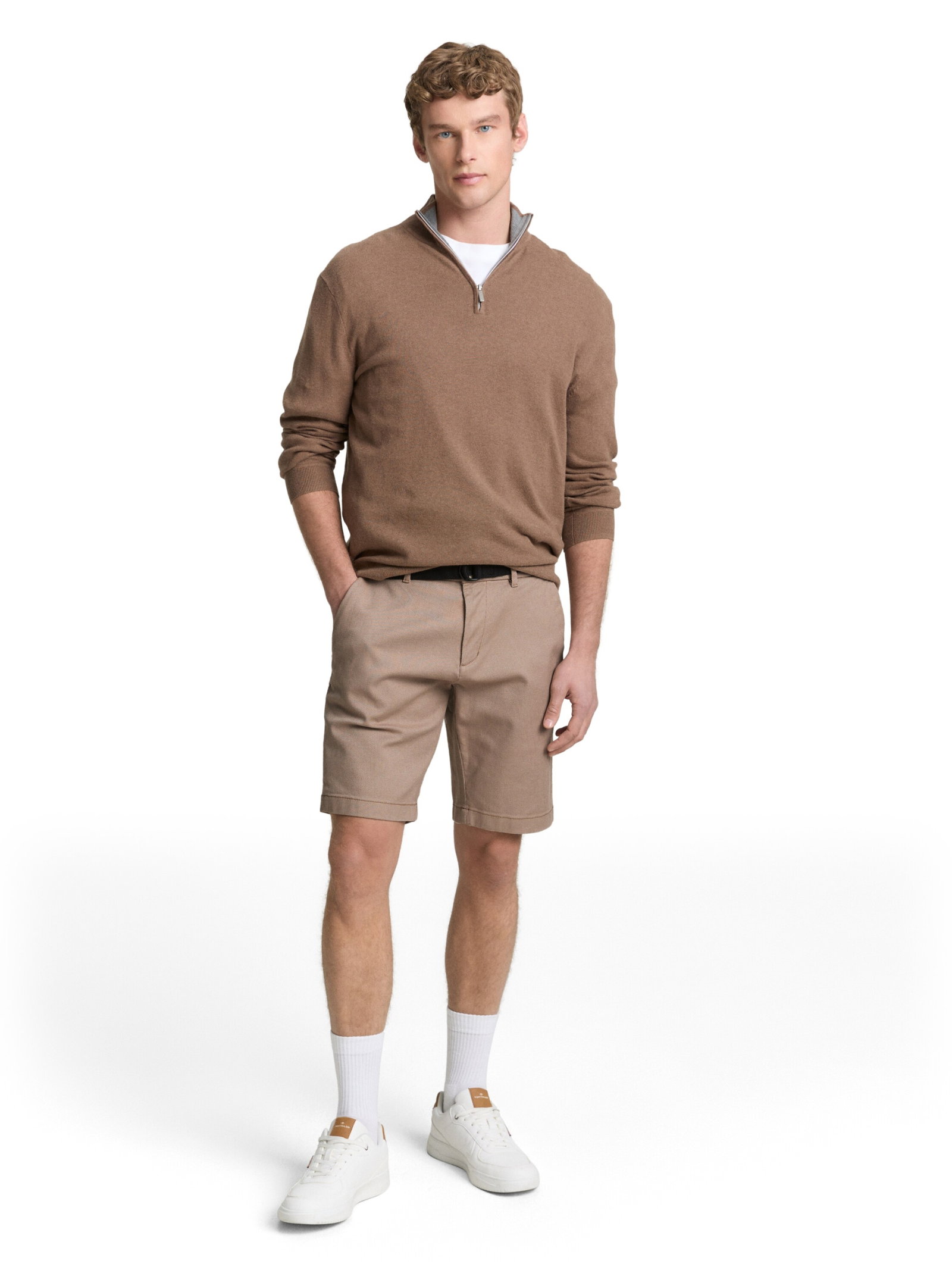 regular structured chino short, beige tonal twill structure #5