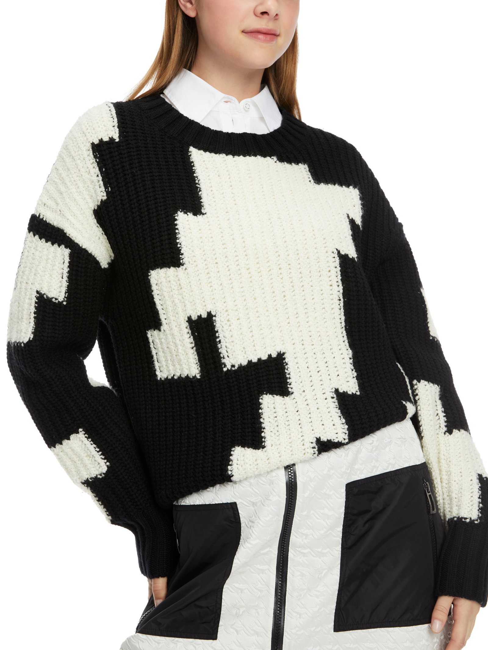 Marc Cain Sports Chickcheck-Sweater aus Wolle #8
