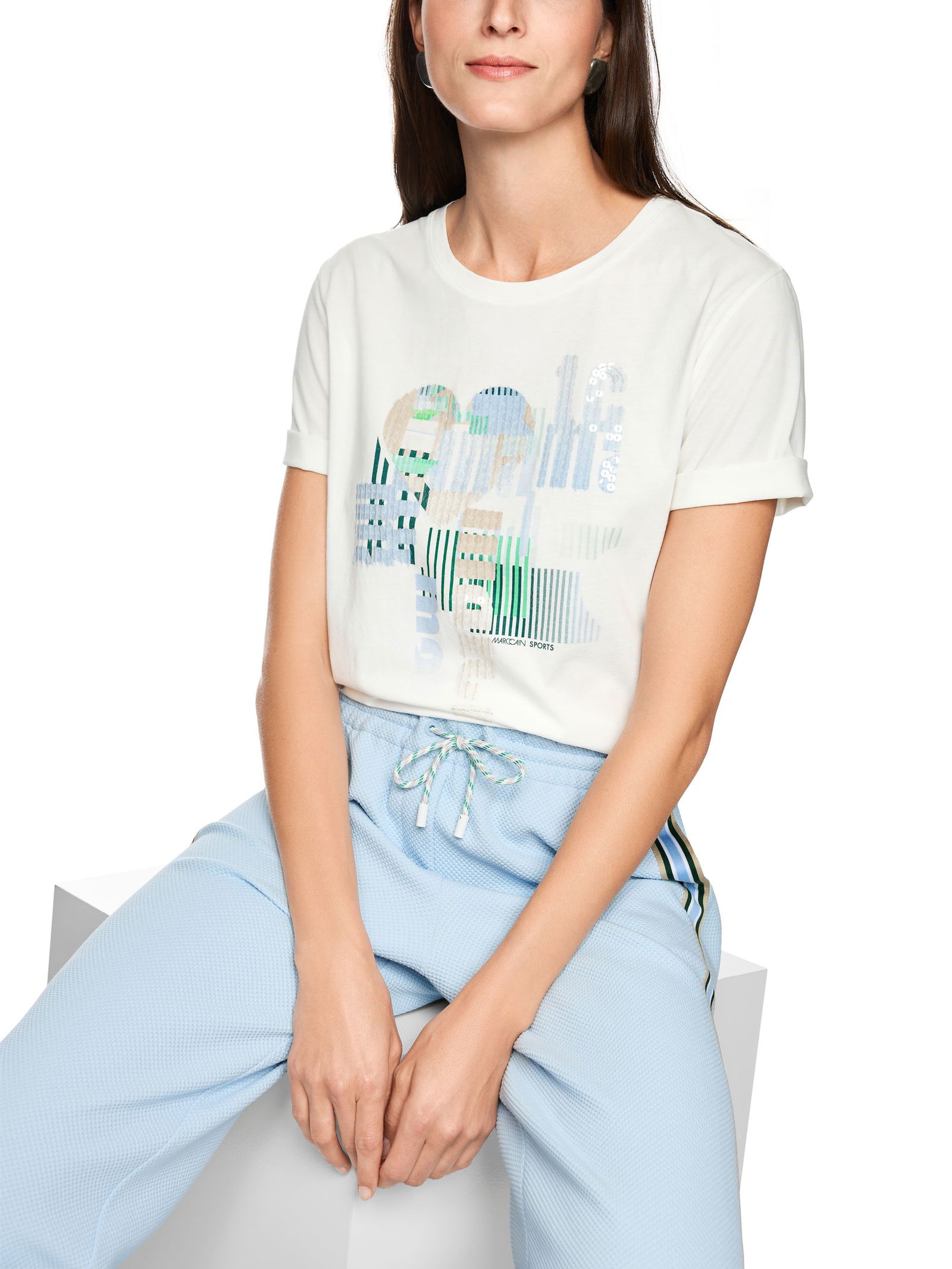 Marc Cain Sports |  Locker geschnittenes Baumwollshirt | 38 | off-white