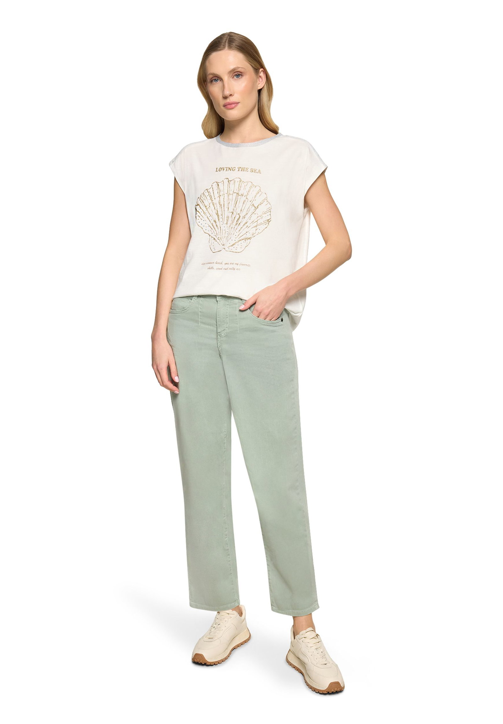 Cartoon |  Rundhals-Shirt | 36 | patch cream/gold