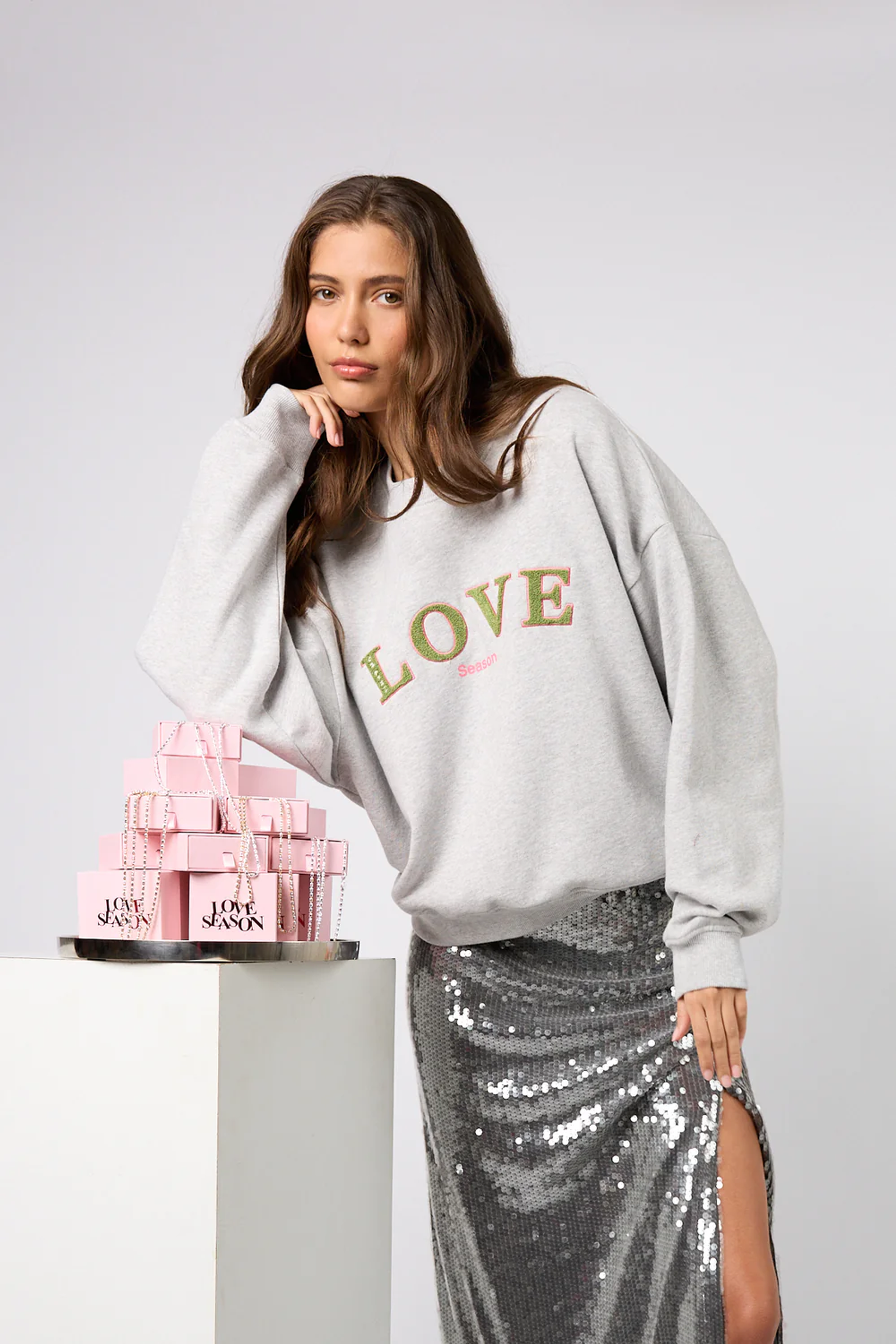 Oh April Regular Sweater Love Grey Melange #1