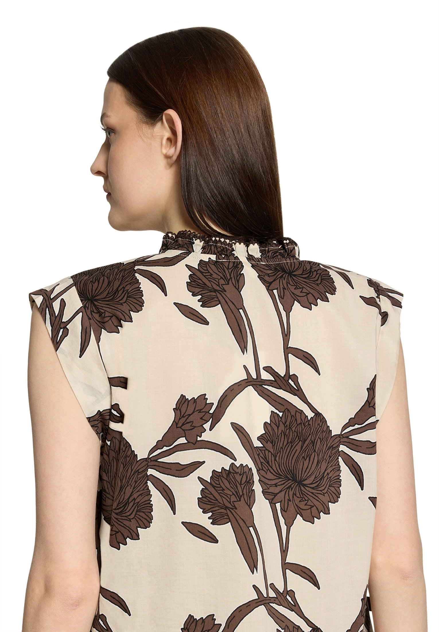 Bluse Kurz 1/2 Arm, Beige/Brown #7