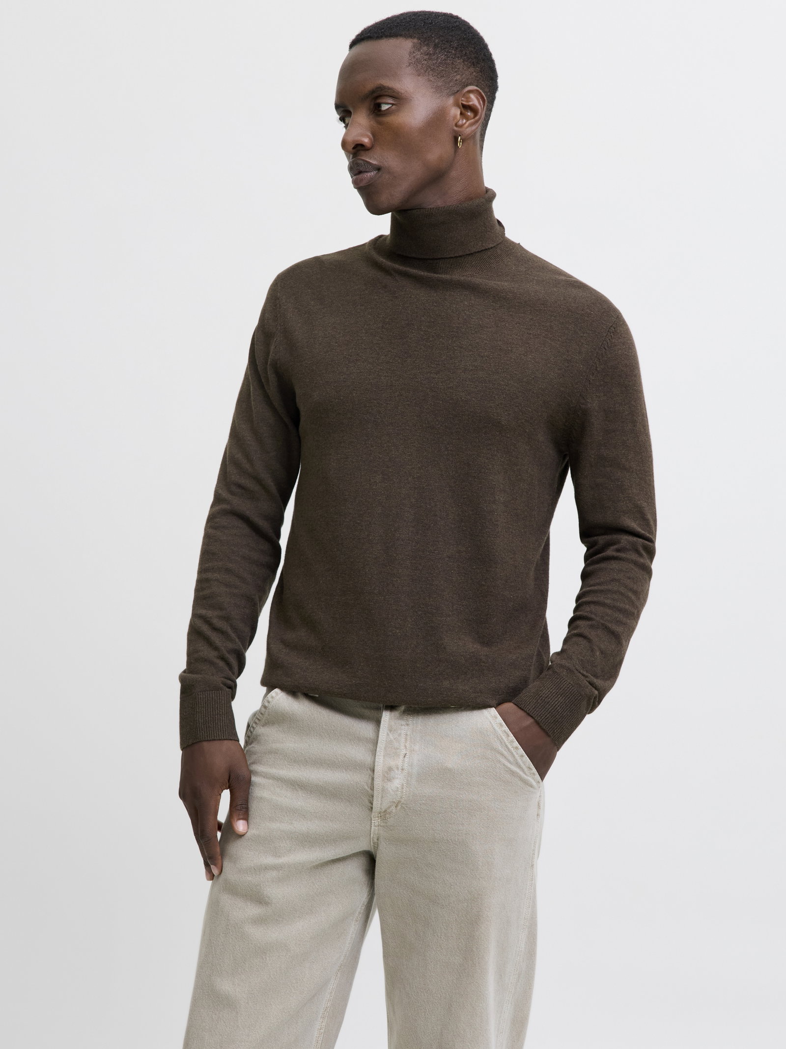 JJEEMIL KNIT ROLL NECK NOOS, Mulch/TWIST #3