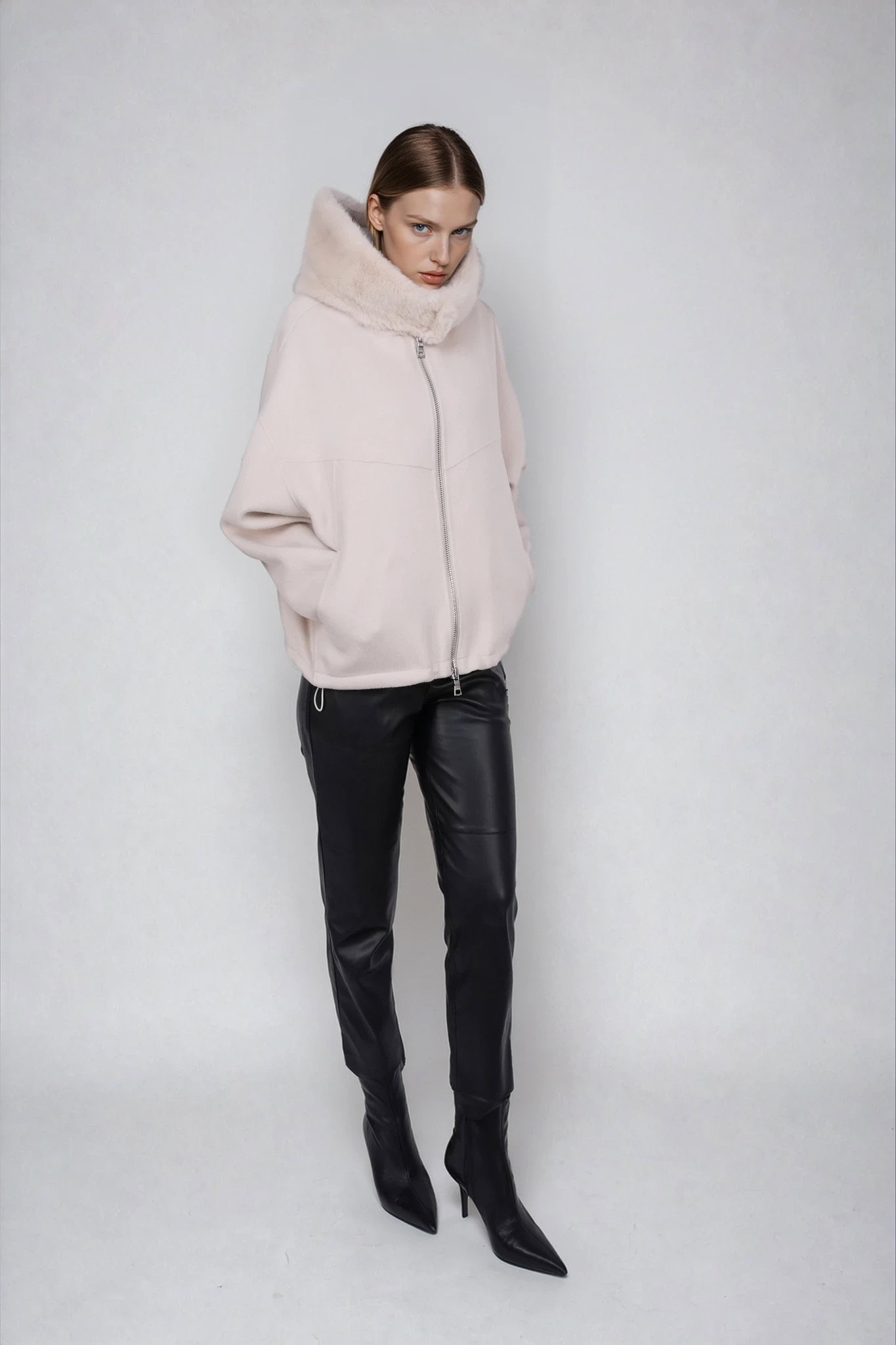 Blonde No.8 Wolljacke JERRY M mit Webpelzkapuze #5