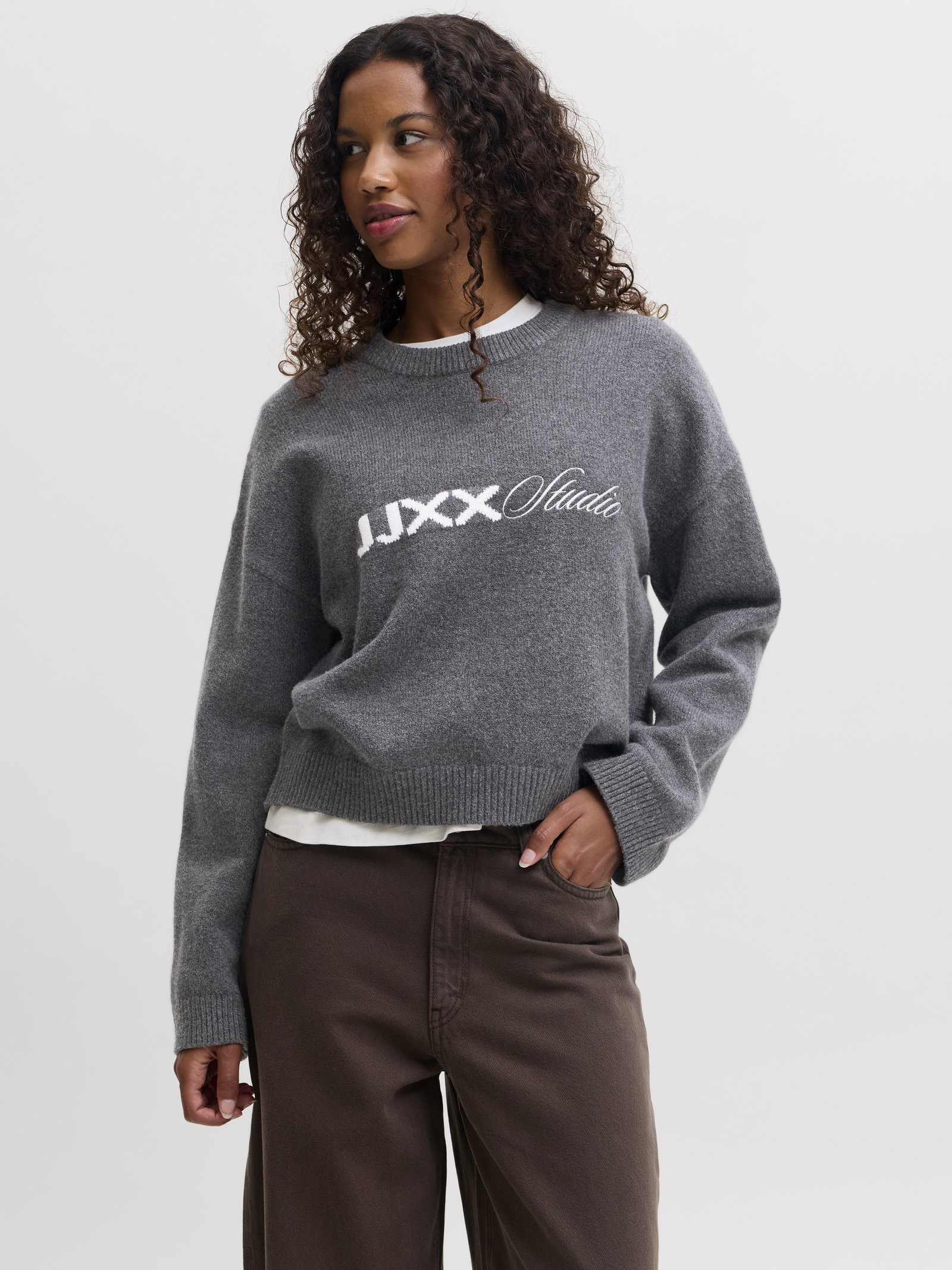 JXNORREBRO CREW NECK KNIT, Dark Grey Melange #5