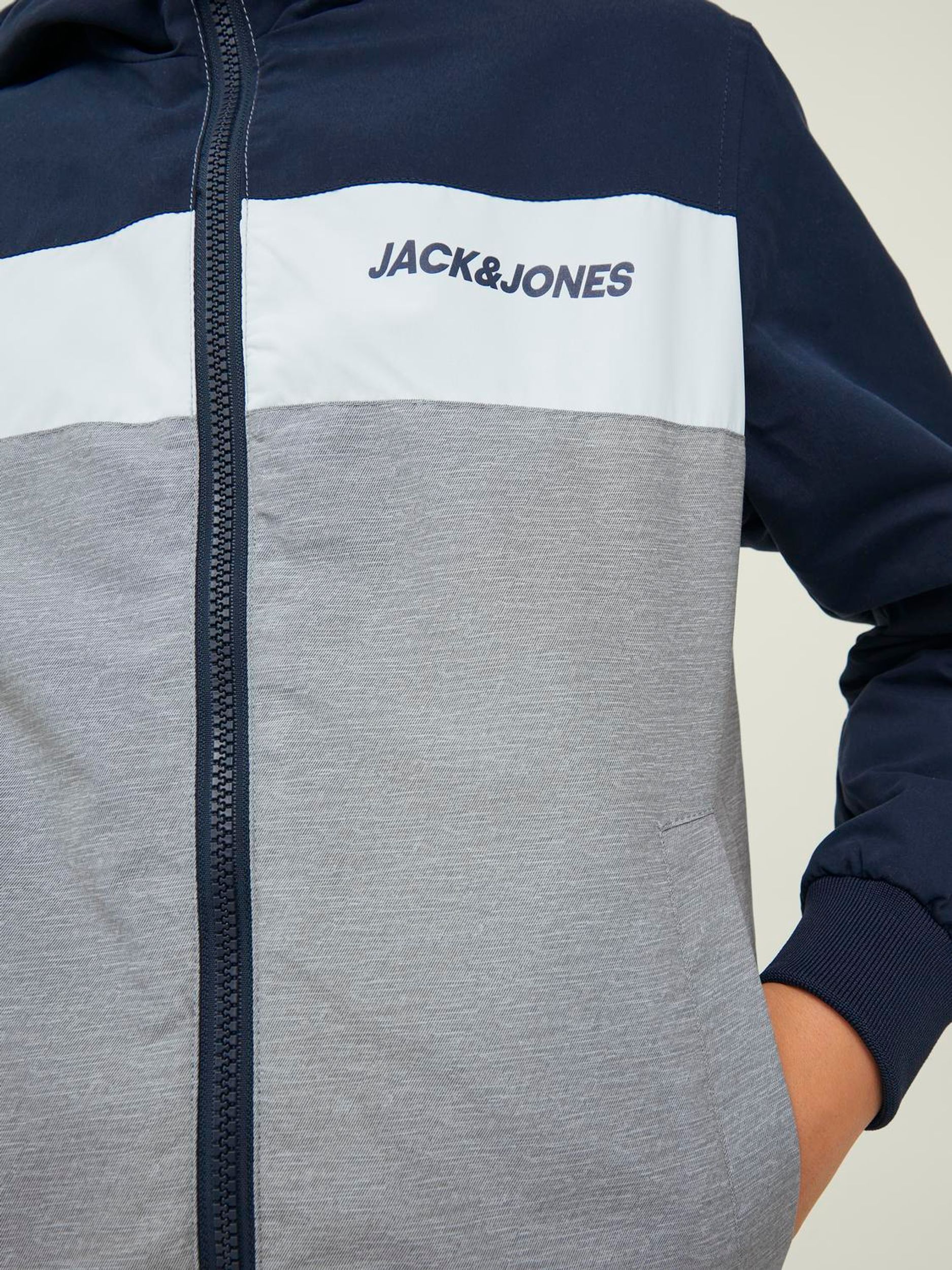 Jack&Jones |  JJERUSH BLOCKING HOOD BOMBER NOOS JNR | 164 | navy blazer