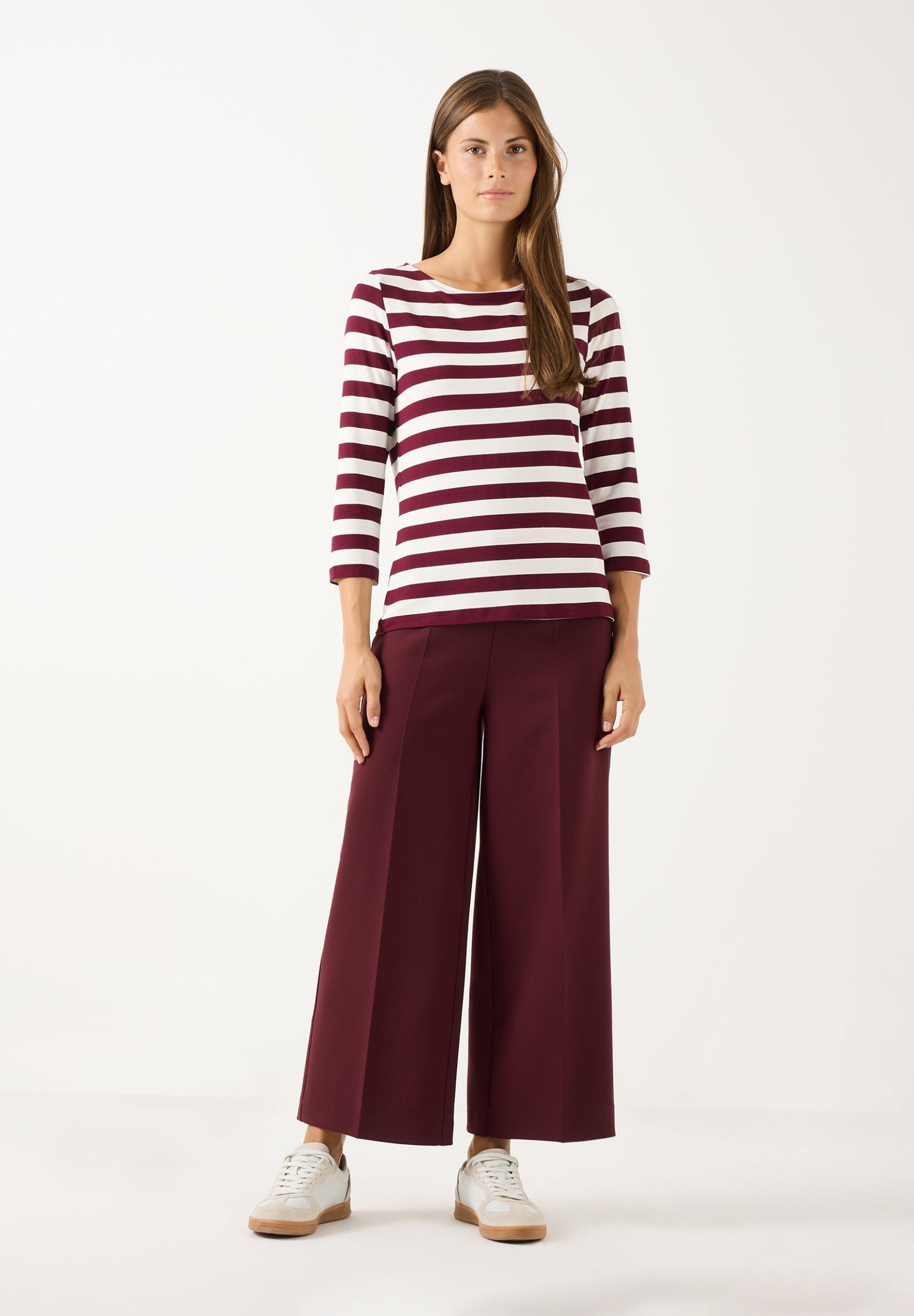 Striped Shirt, 3/4 Sleeve, pomegranate red offwhite jersey str #4