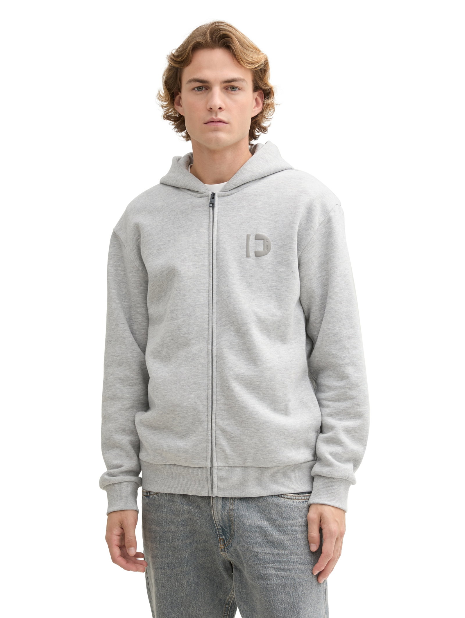 hoodie jacket with print, Light Stone Grey Melange #6