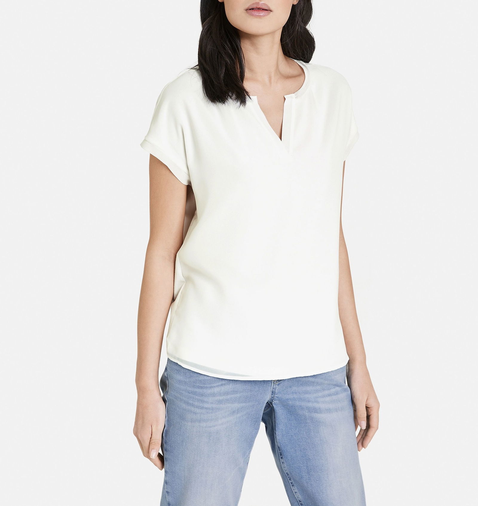 Blusenshirt mit Chiffon-Overlayer